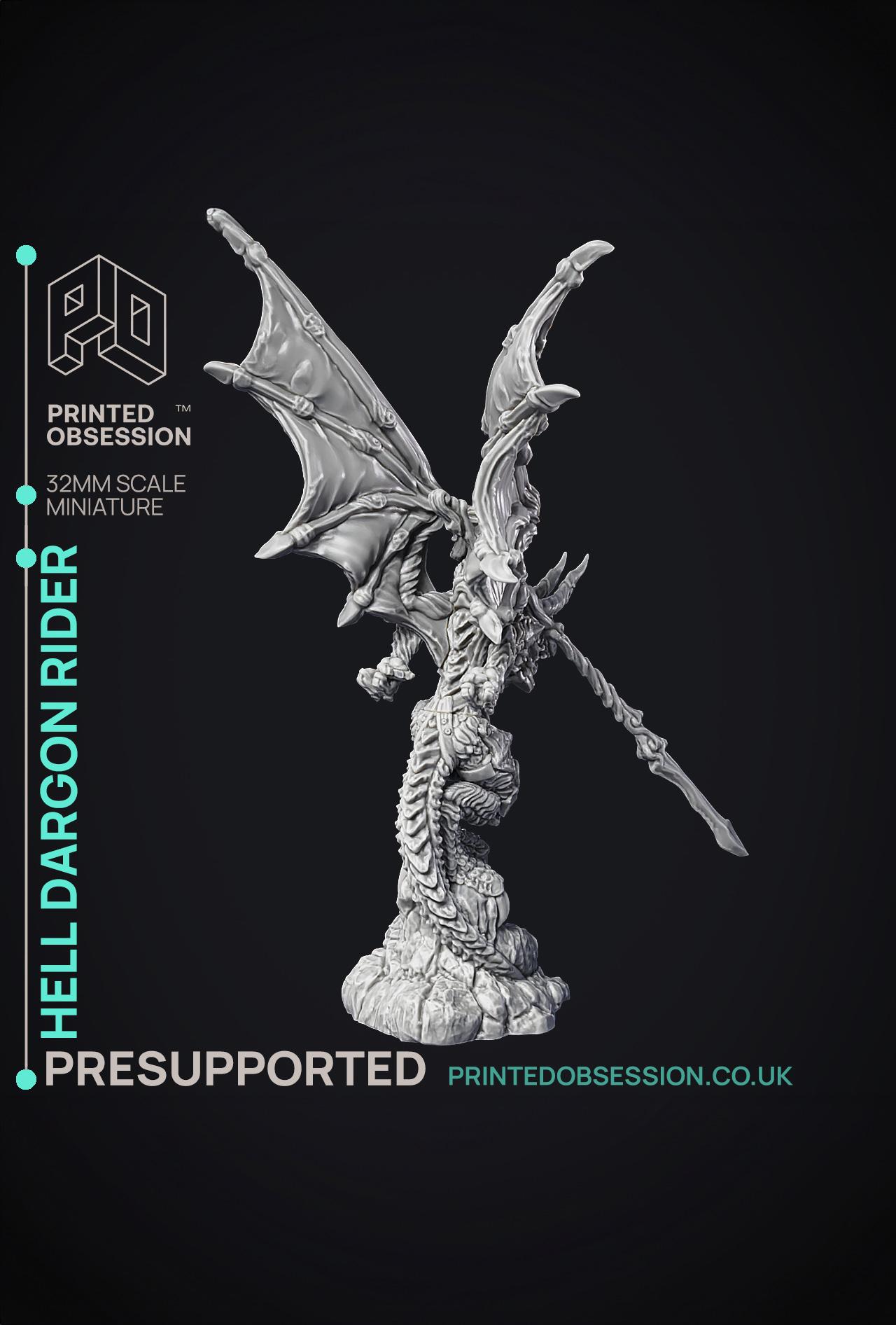 Dragon Rider - Large Dragon - PRESUPPORTED - Hell Hath No Fury - 32mm Scale 3d model