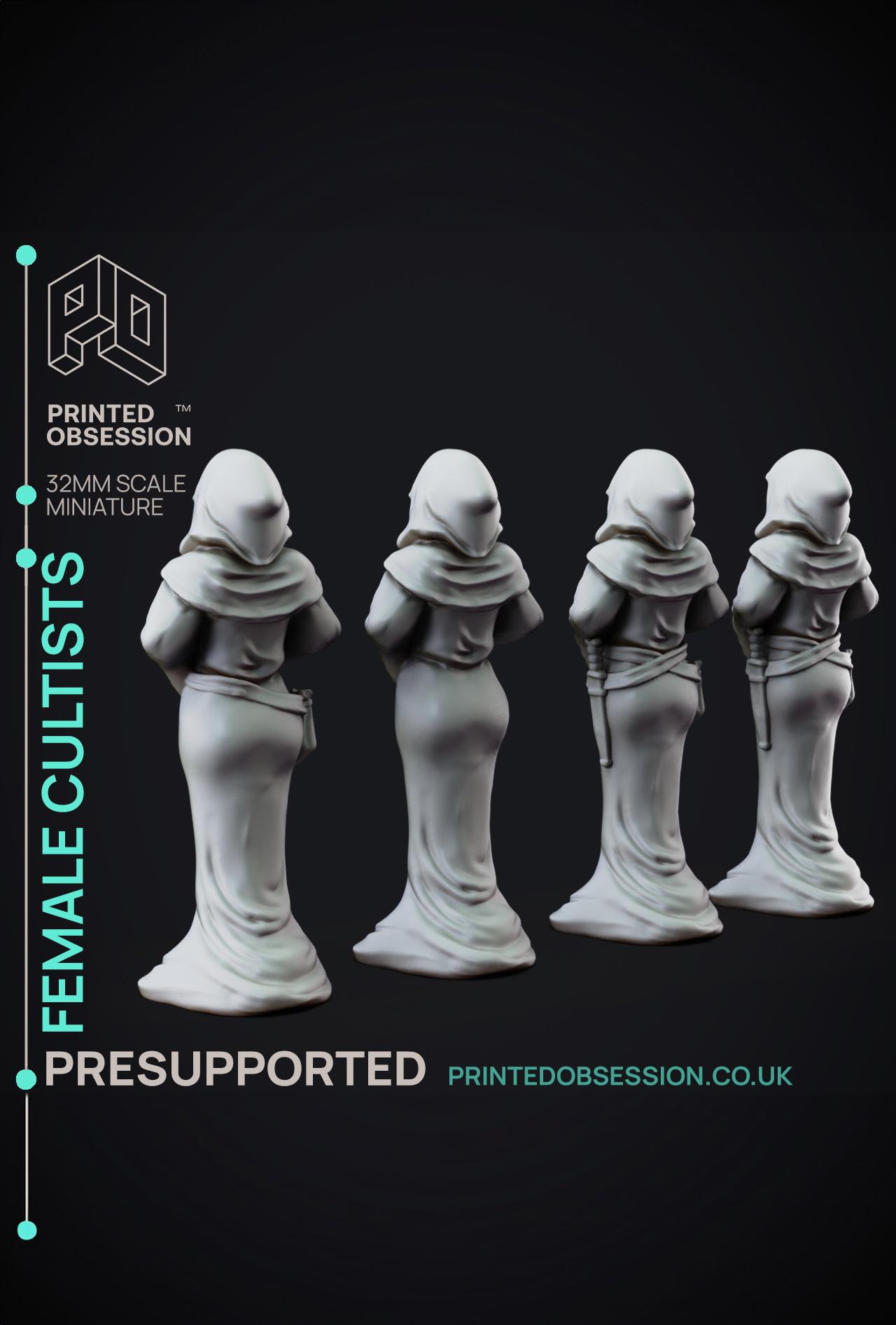 Female Cultists - 4 Models - PRESUPPORTED - Hell Hath no Fury - 32mm scale  3d model