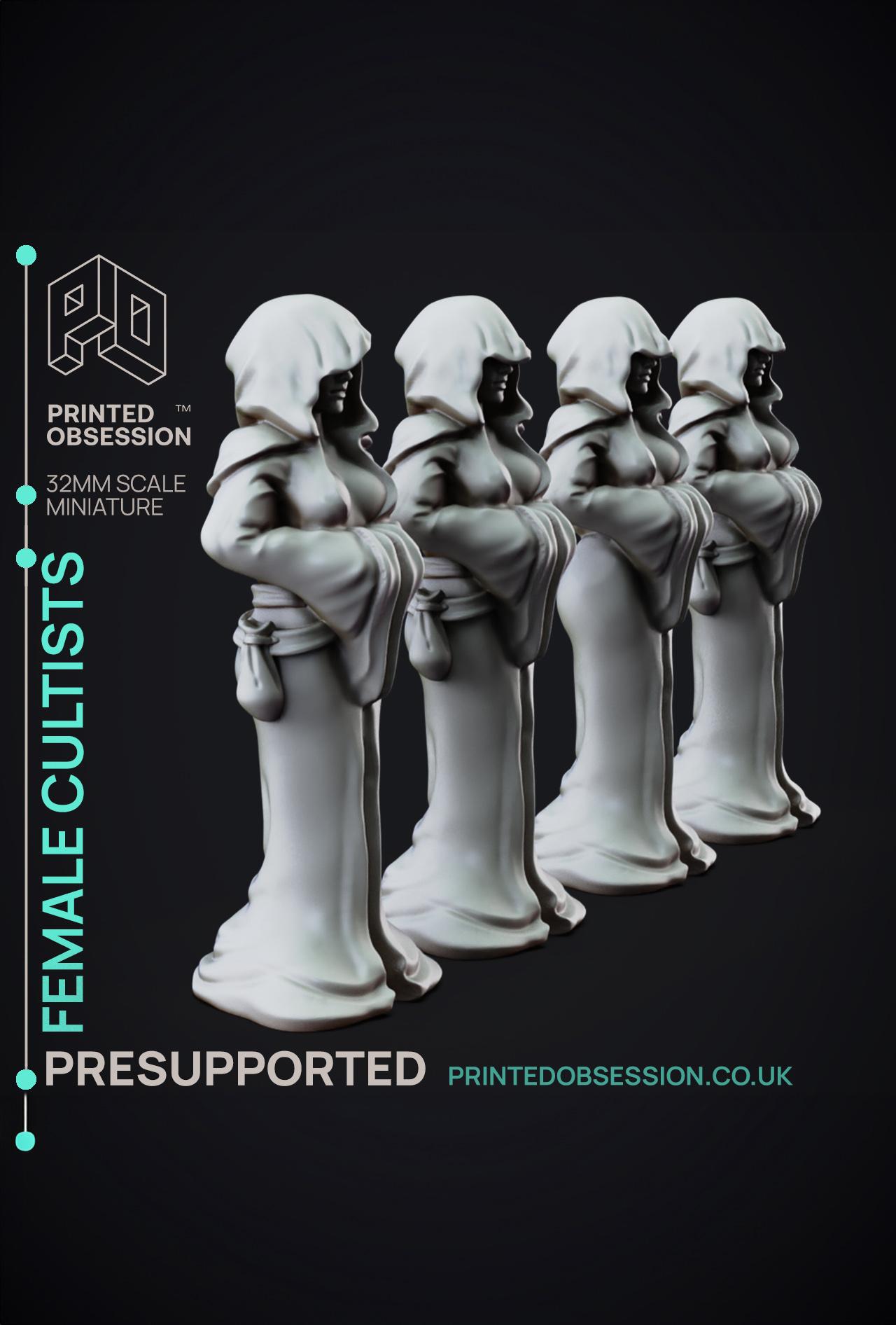 Female Cultists - 4 Models - PRESUPPORTED - Hell Hath no Fury - 32mm scale  3d model