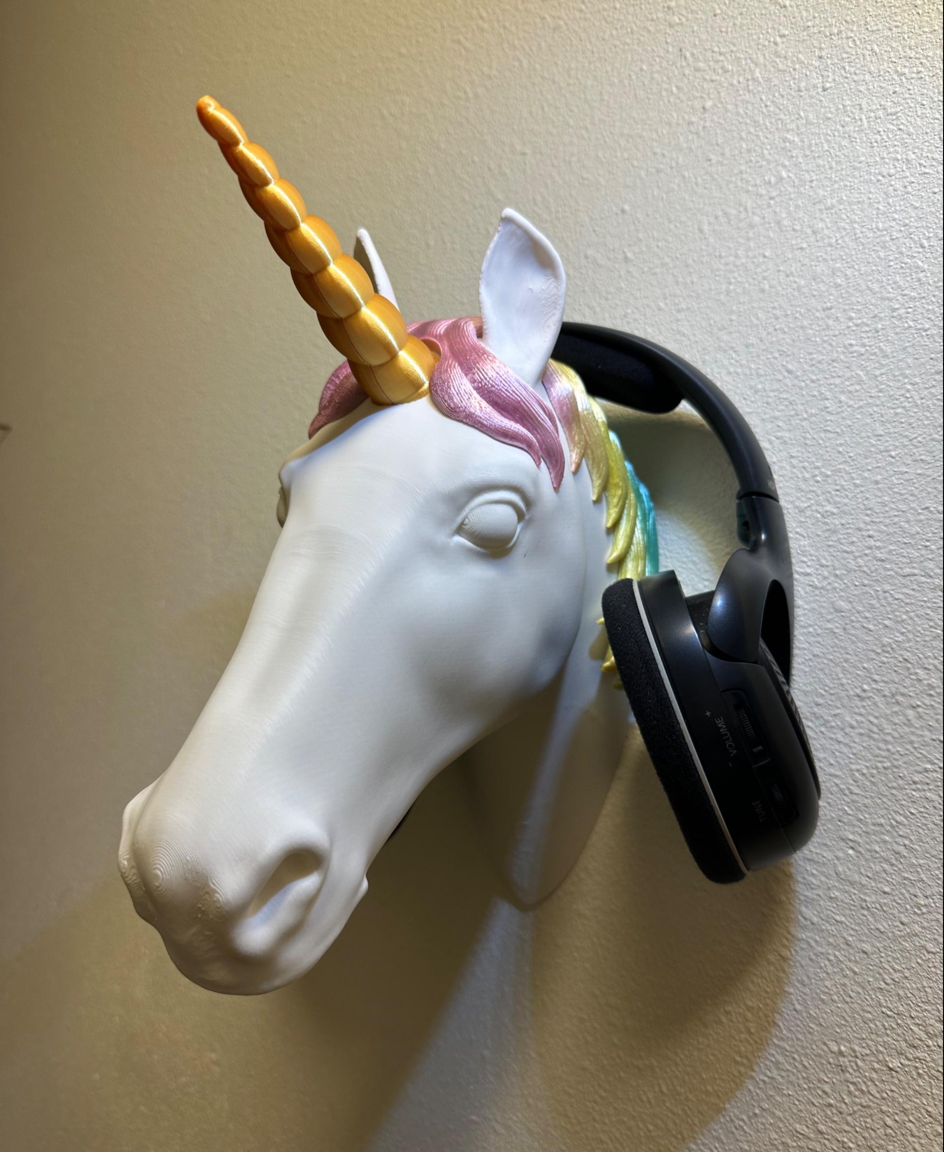 Unicorn Head Wall Mounted Decor / Headphones Holder / Multiparts 3d model