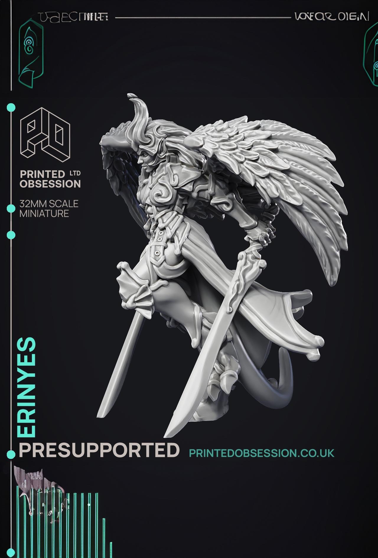 Erinyes - Hell Angel - PRESUPPORTED - Hell Hath No Fury - 32mm Scale  3d model