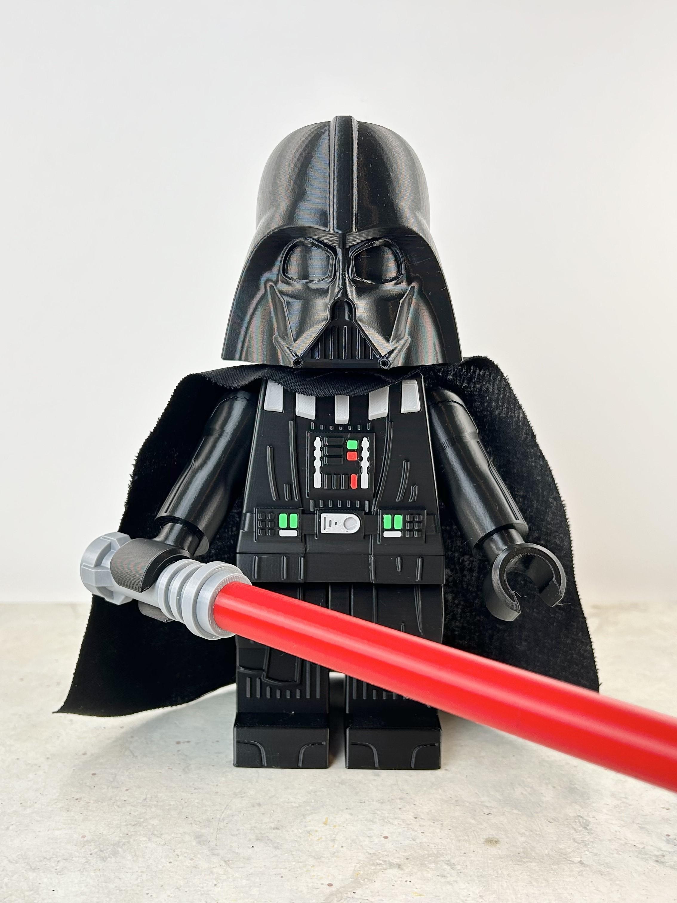 Darth Vader (6:1 LEGO-inspired brick figure, NO MMU/AMS, NO supports, NO glue) 3d model