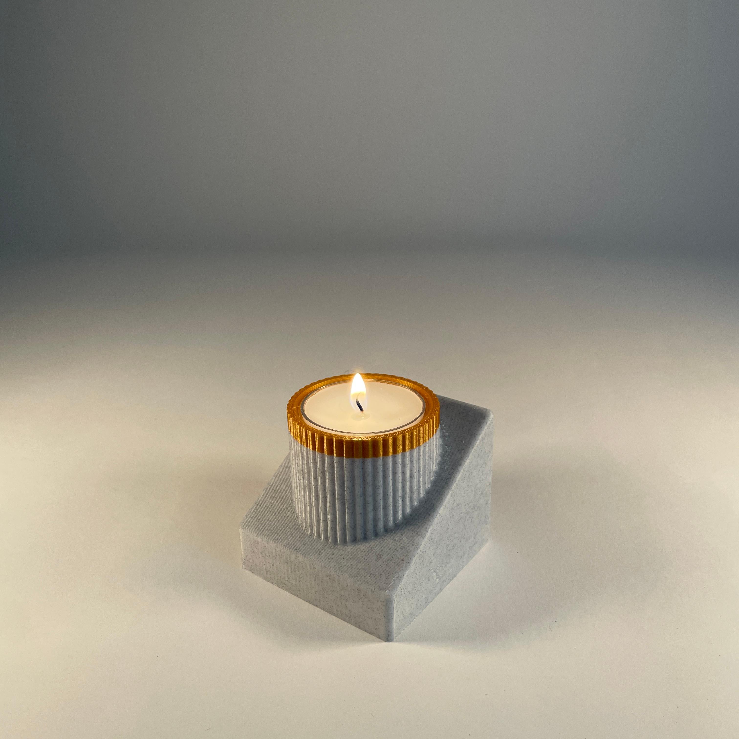 Carved Stone Candle Holder With Match Storage 3d model