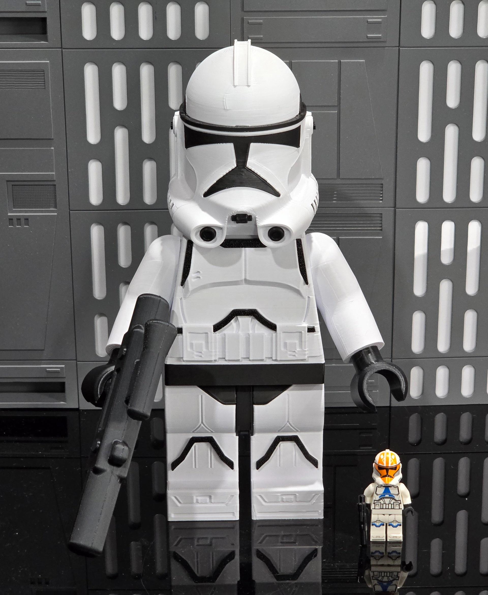 Clone Trooper - Phase II (6:1 LEGO-inspired brick figure, NO MMU/AMS, NO supports, NO glue) - "I've got clones. They're multiplying. And I'm losing control." - 3d model