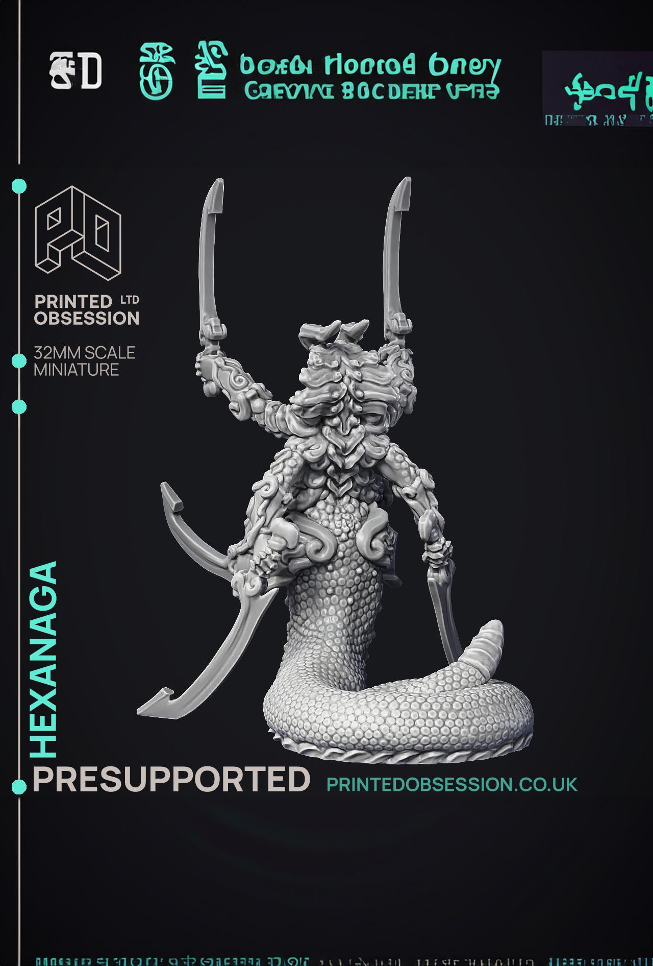 Hexanaga - Large Demon - PRESUPPORTED - Hell Hath No Fury - 32mm scale  3d model