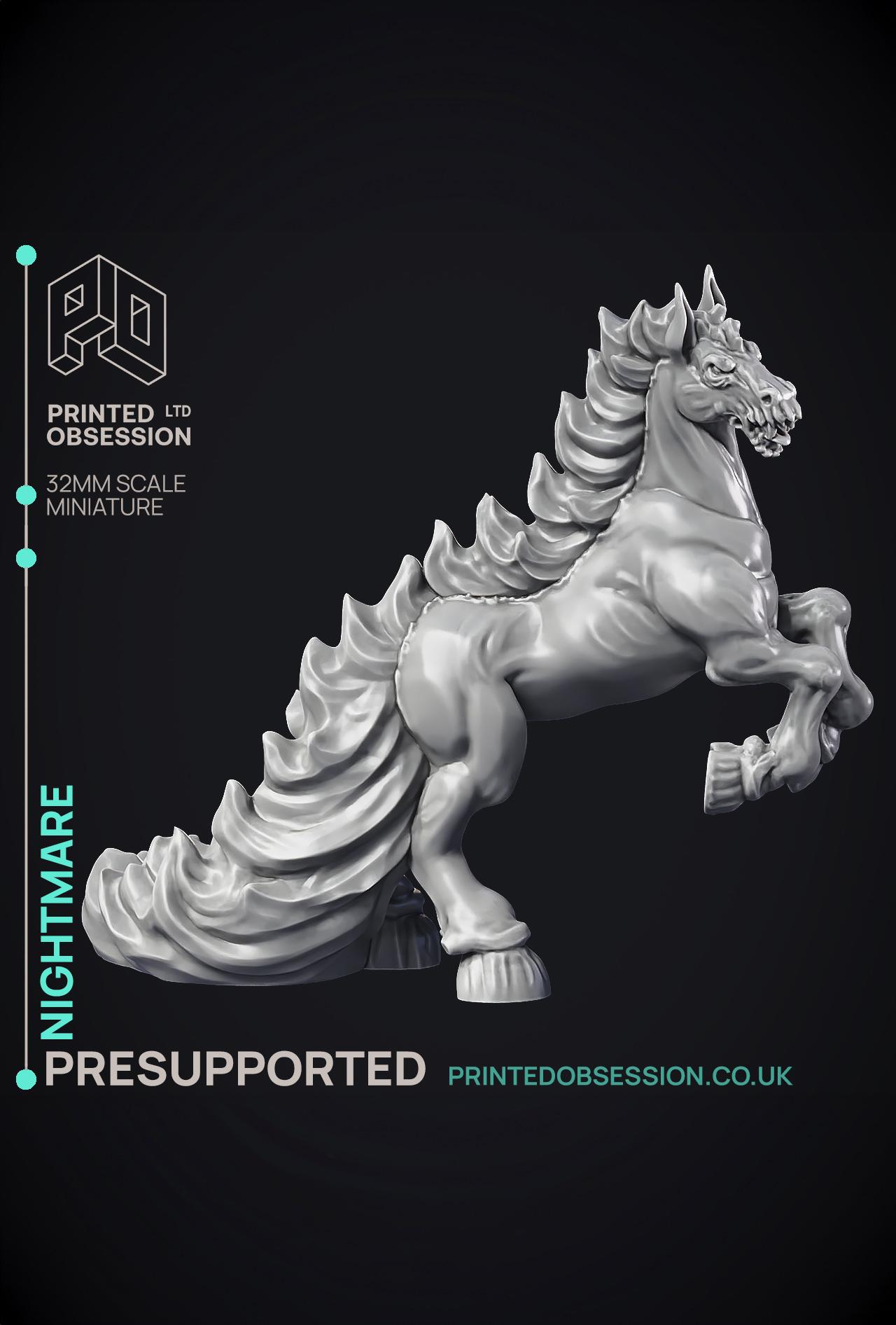 Nightmare - Large Demon Horse - PRESUPPORTED - Hell Hath No Fury - 32mm Scale  3d model