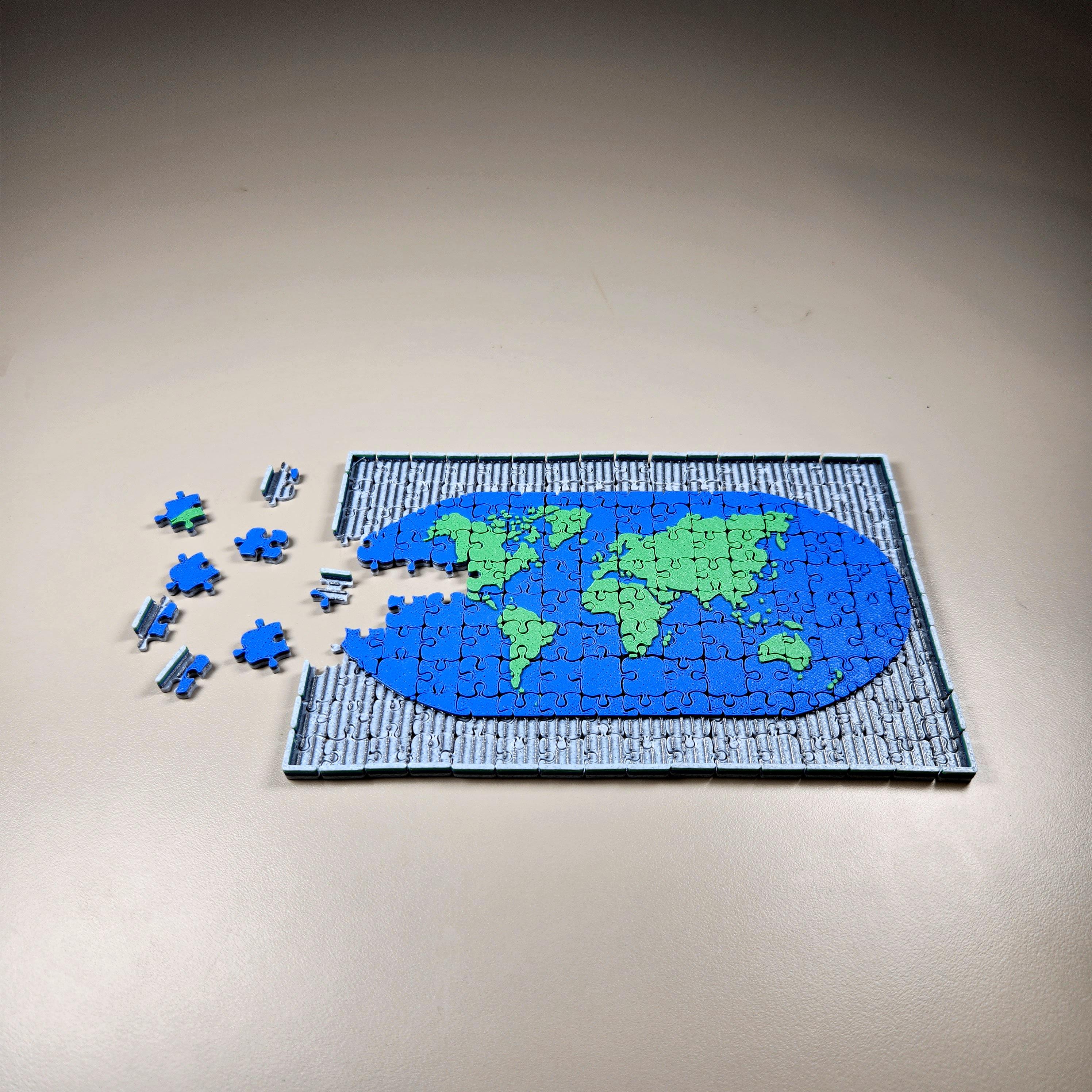 World Map Jigsaw -  Print-in-place 3d model
