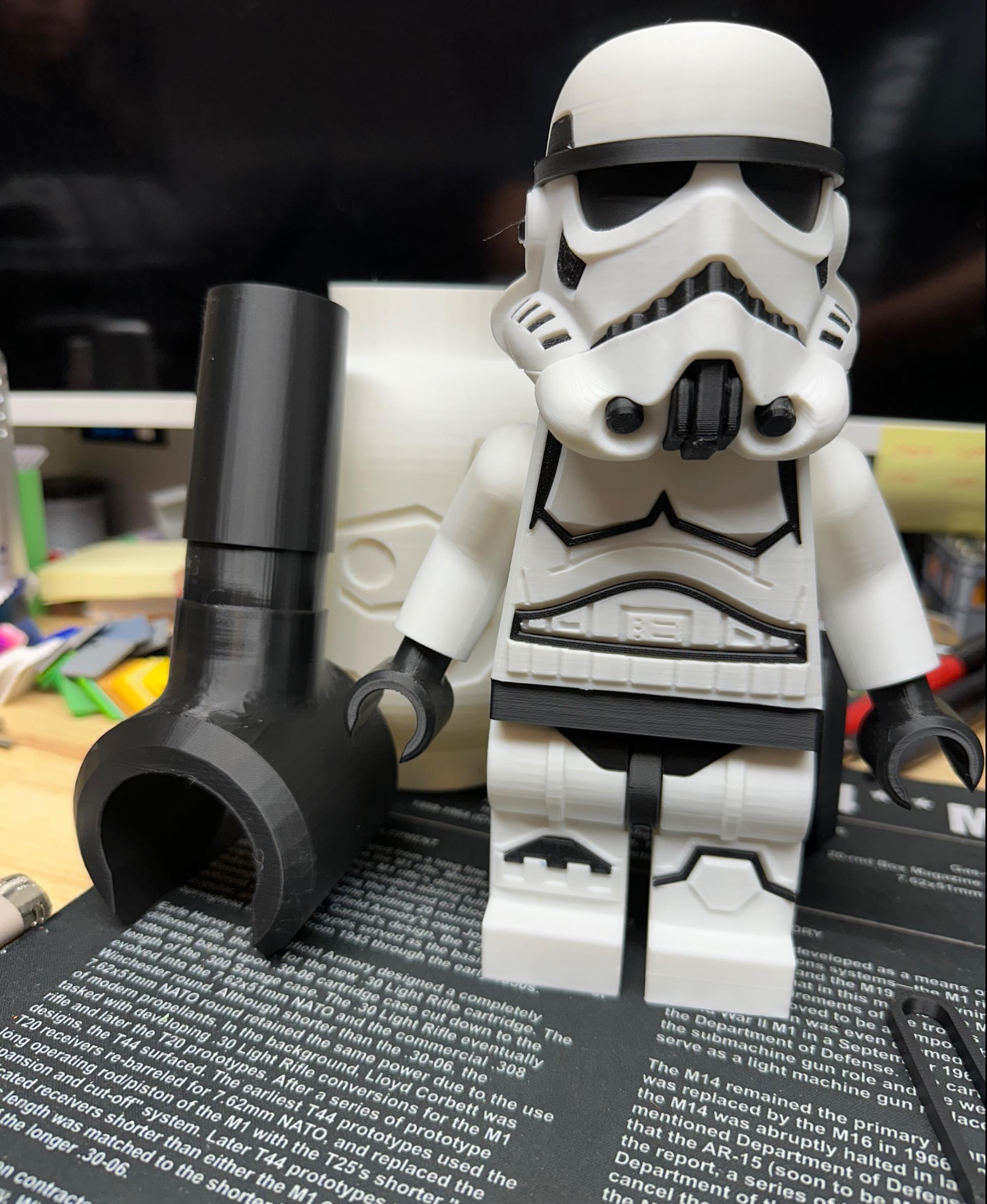 Darth Vader (6:1 LEGO-inspired brick figure, NO MMU/AMS, NO supports, NO glue) - Vader hand at 299% stormtrooper is at 100%
 - 3d model