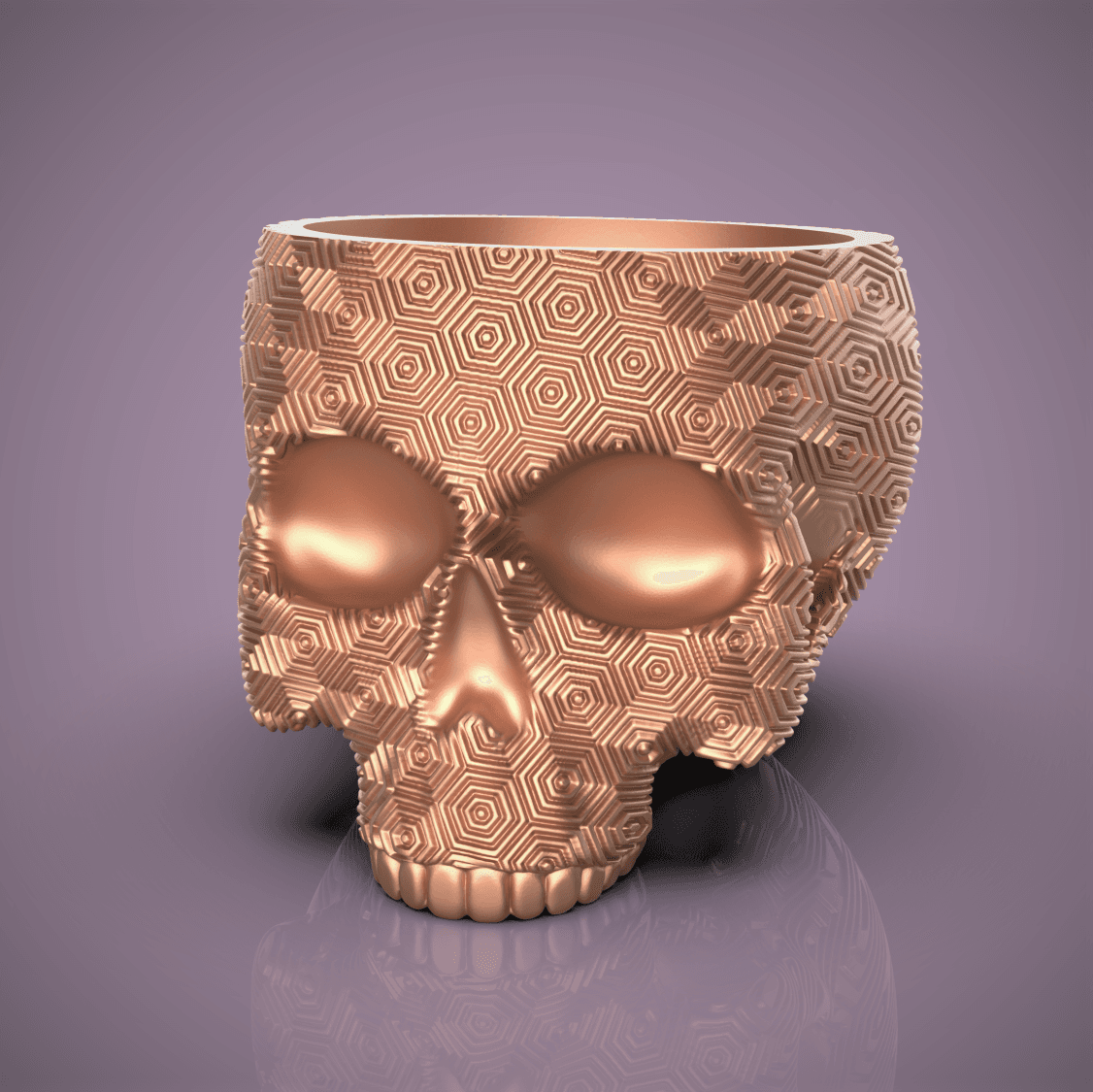 Trippy Hex Skull Planter-Bowl 3d model