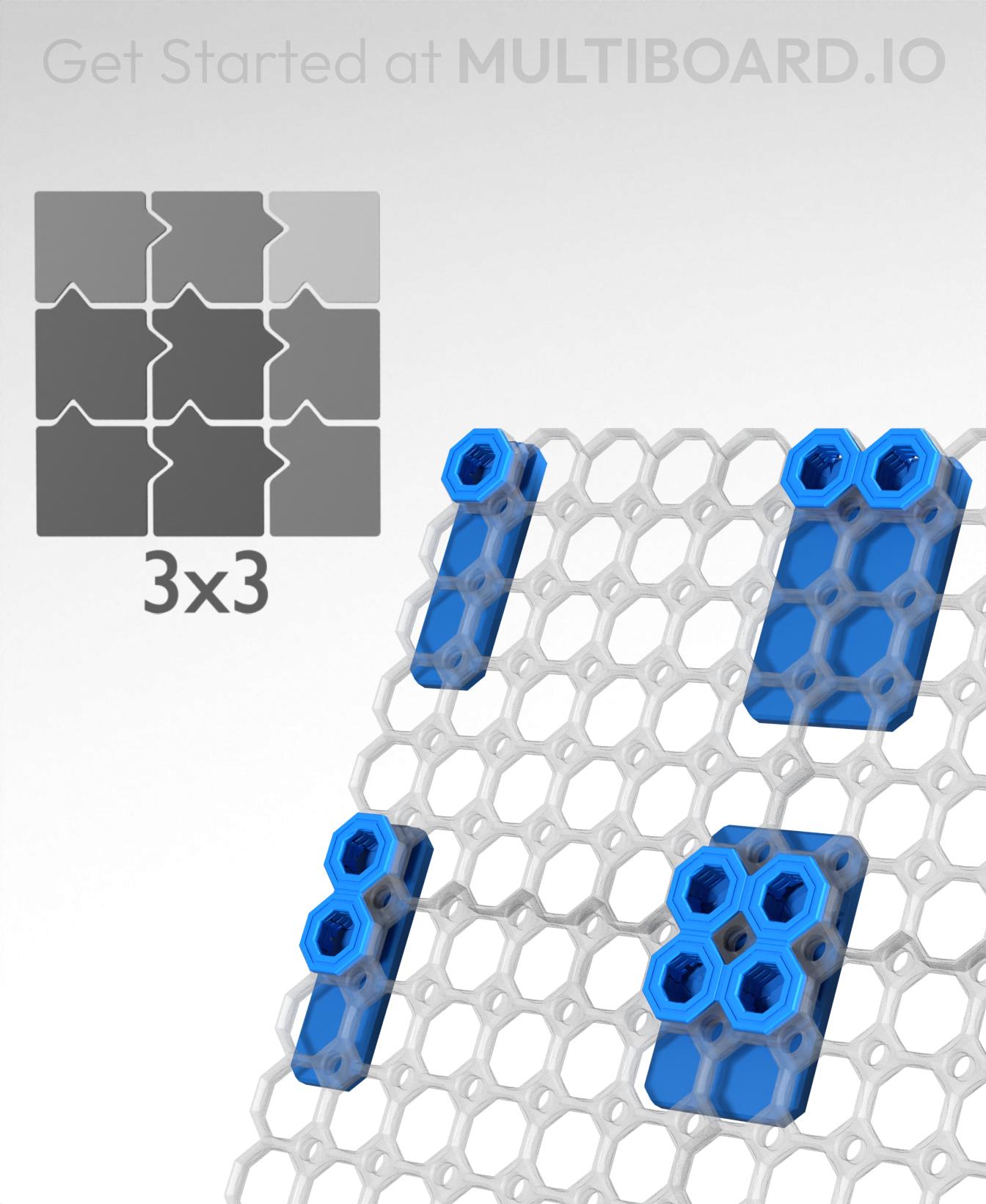 3x3 Board - Offset Snaps - Medium Command Strip Mounting Pack 3d model