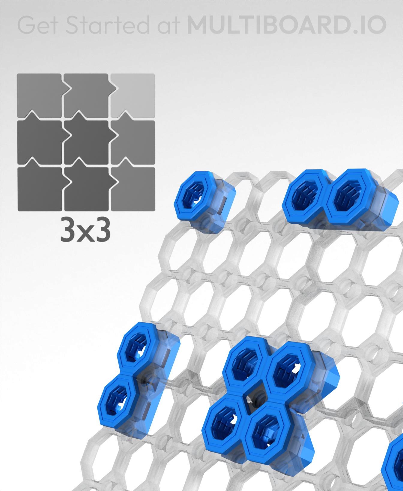 3x3 Board - Offset Snaps - Screw-On Mounting Pack 3d model