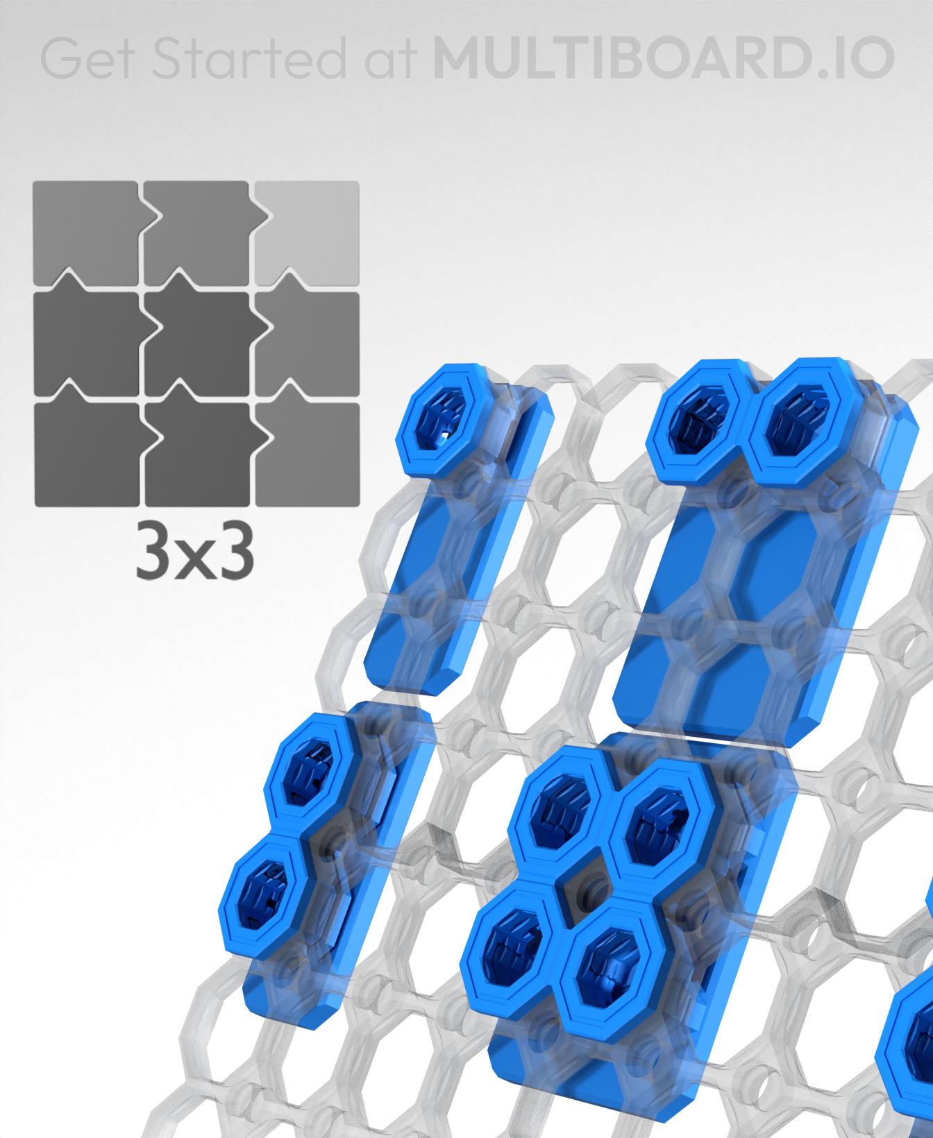 3x3 Board - Offset Snaps - Small Command Strip Mounting Pack 3d model