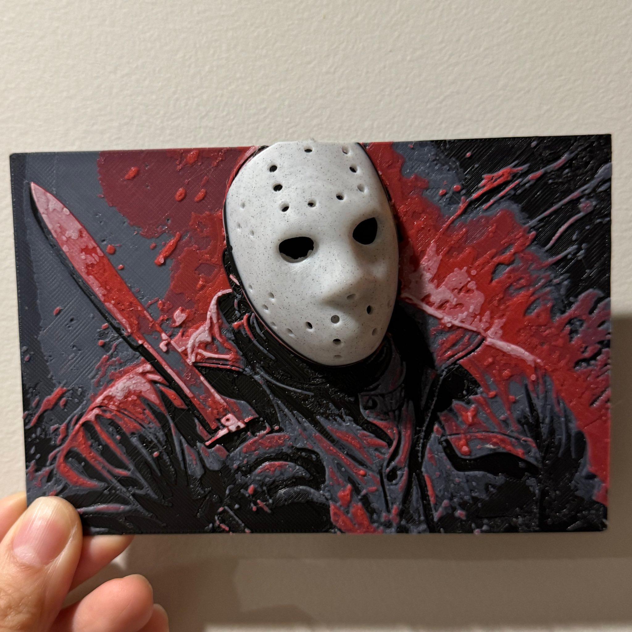 Friday the 13th Jason with Pop-Out Mask - Hueforge Print 3d model