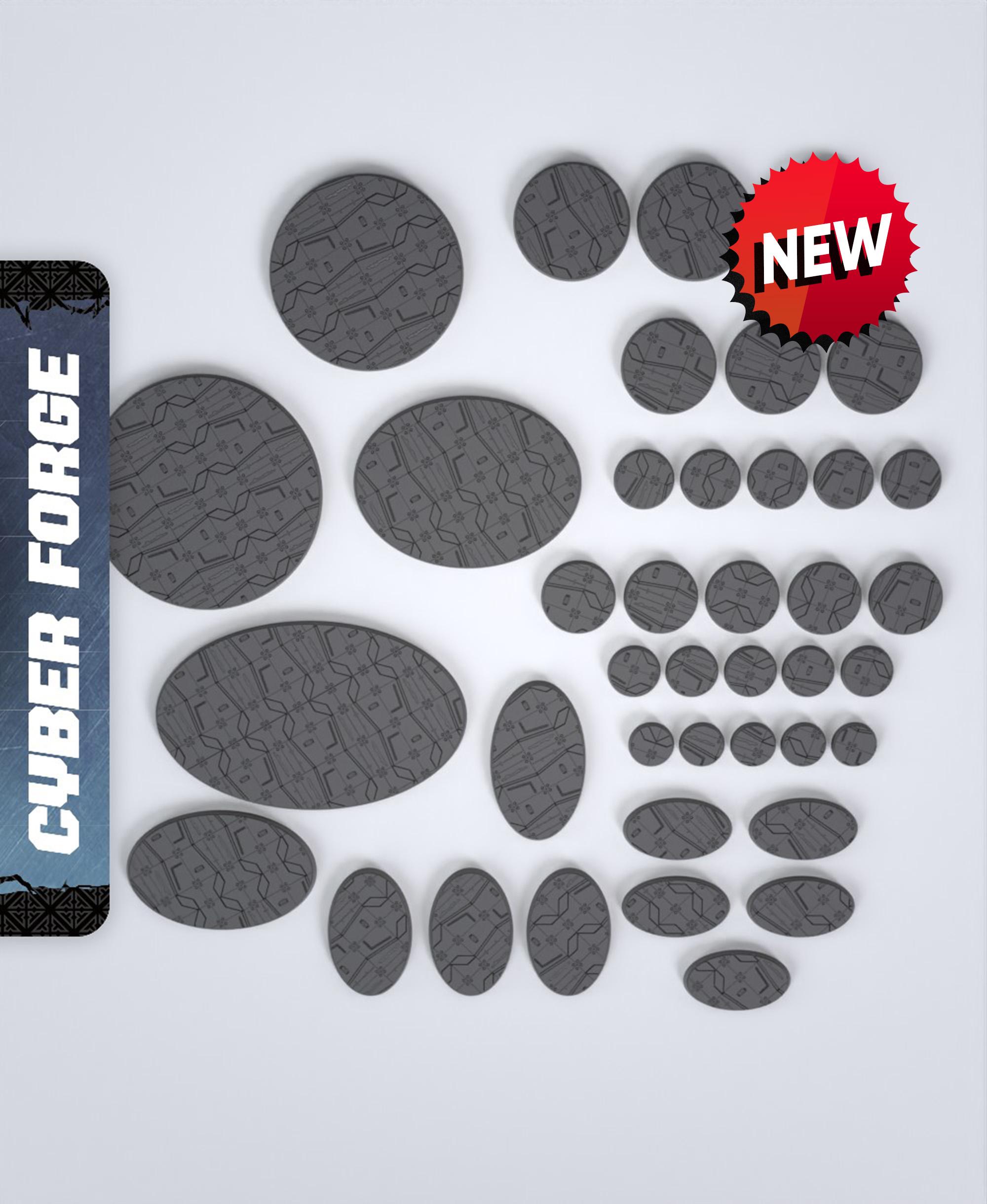 Bases Five for Forthy - With Free Cyberpunk Warhammer - 40k Sci-Fi Gift Ideas for RPG and Wargamers 3d model