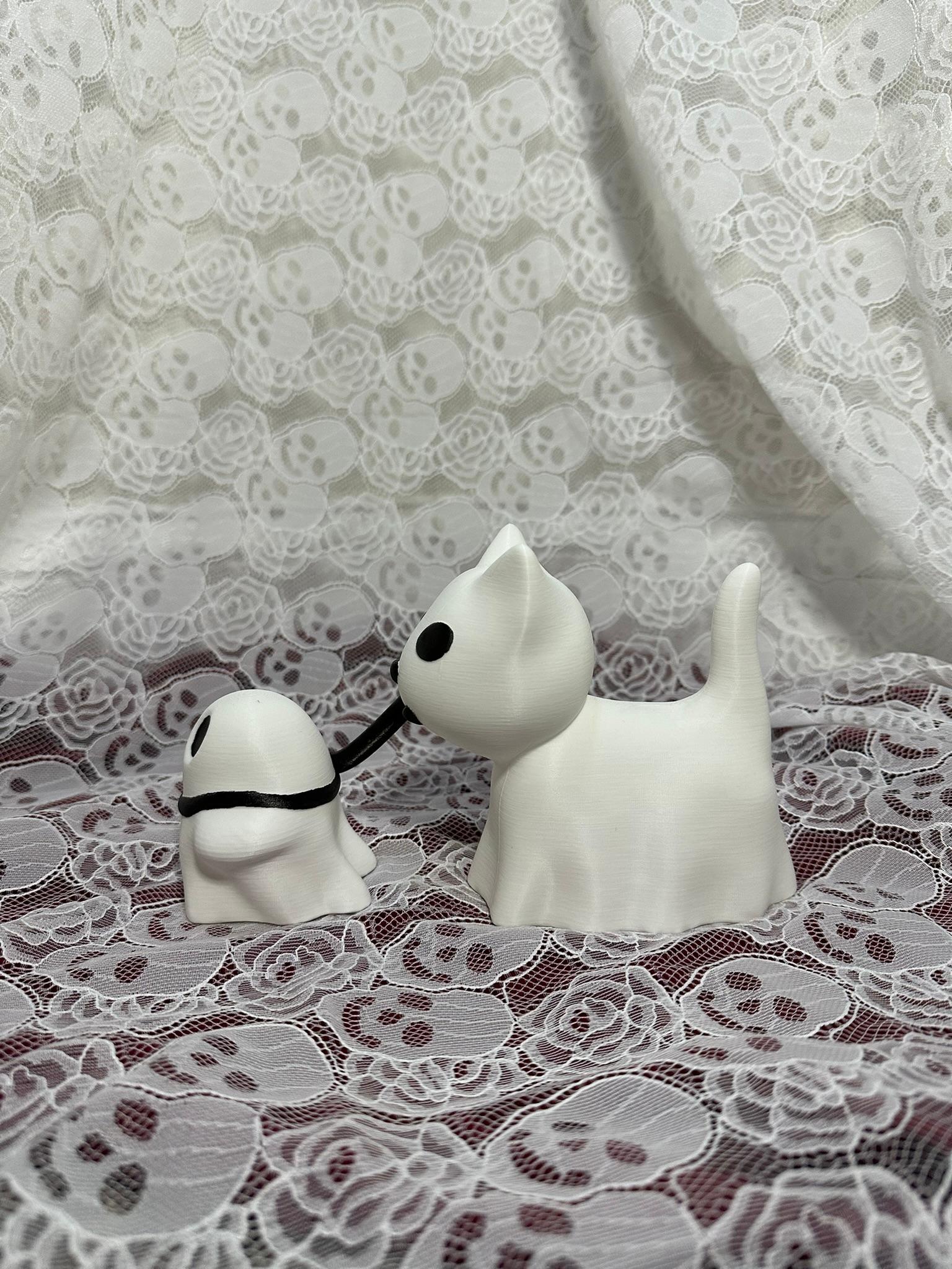 Dog and Cat Walking Ghost Halloween Decor 3d model