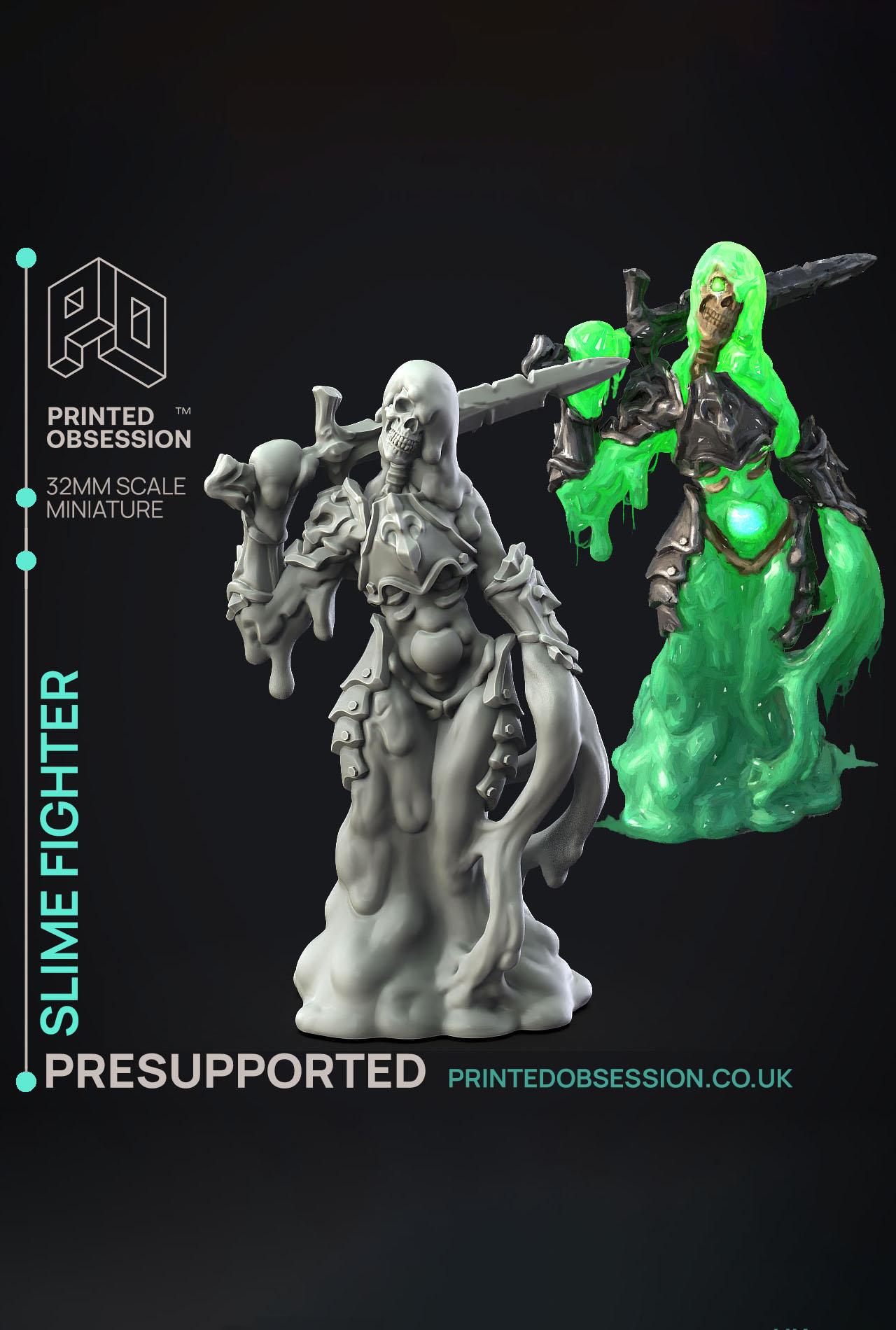 Slime Fighter - The Gelatinous Queen - PRESUPPORTED - Illustrated and Stats - 32mm scale			 3d model