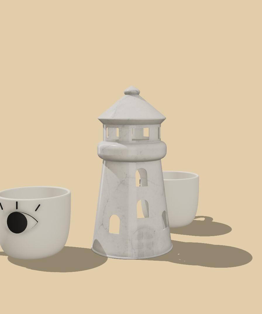 Lighthouse Tealight Holders Candle  3d model