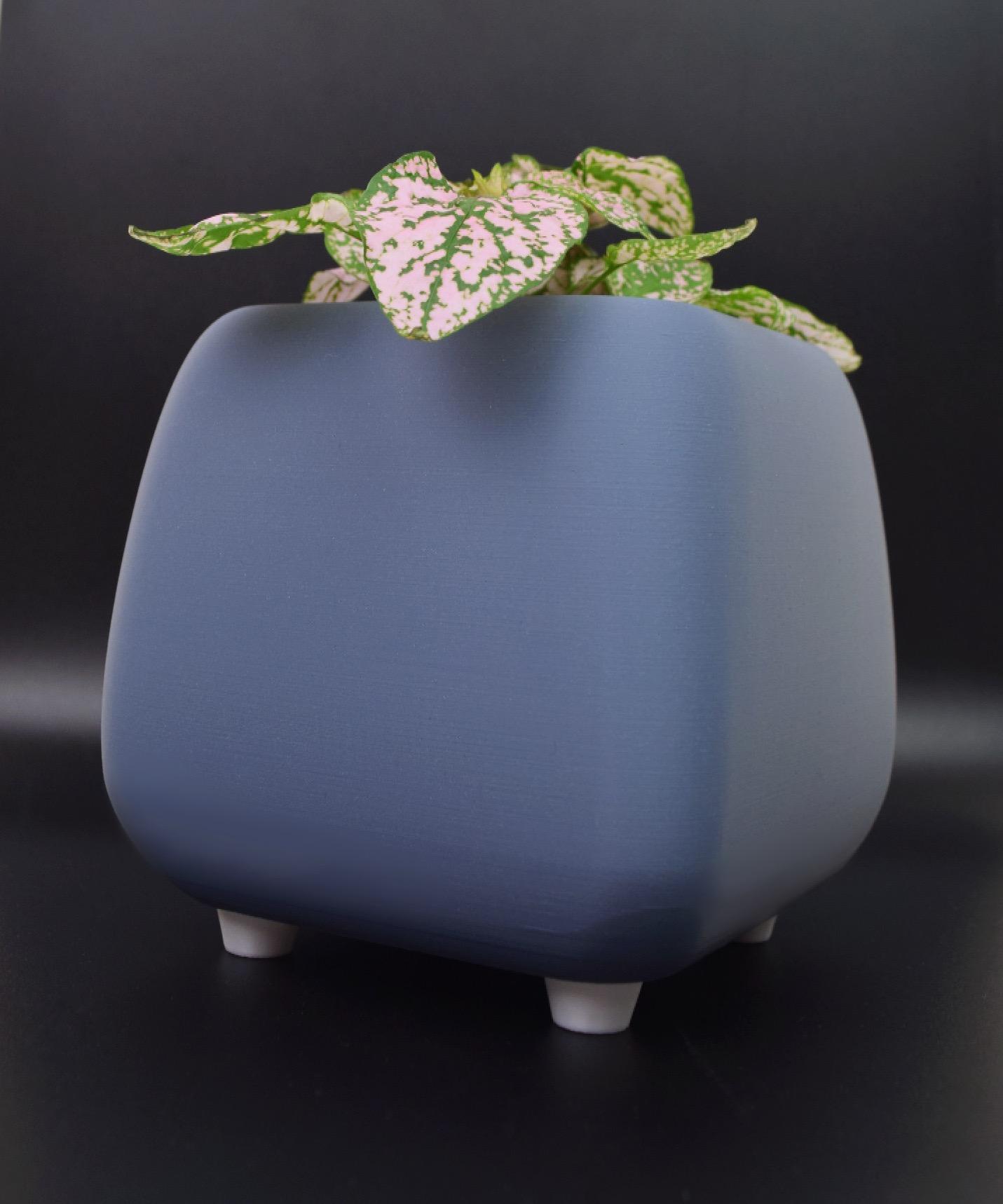 Rounded Cube Plant Pot with feet 3d model