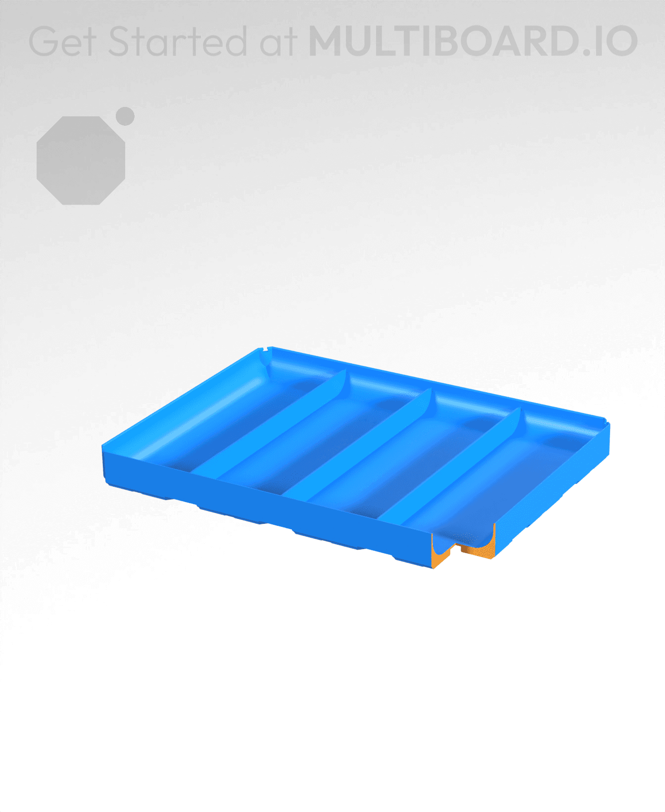 4x3x0.5 - Full Curved - Divided Bin - Multibin Insert 3d model