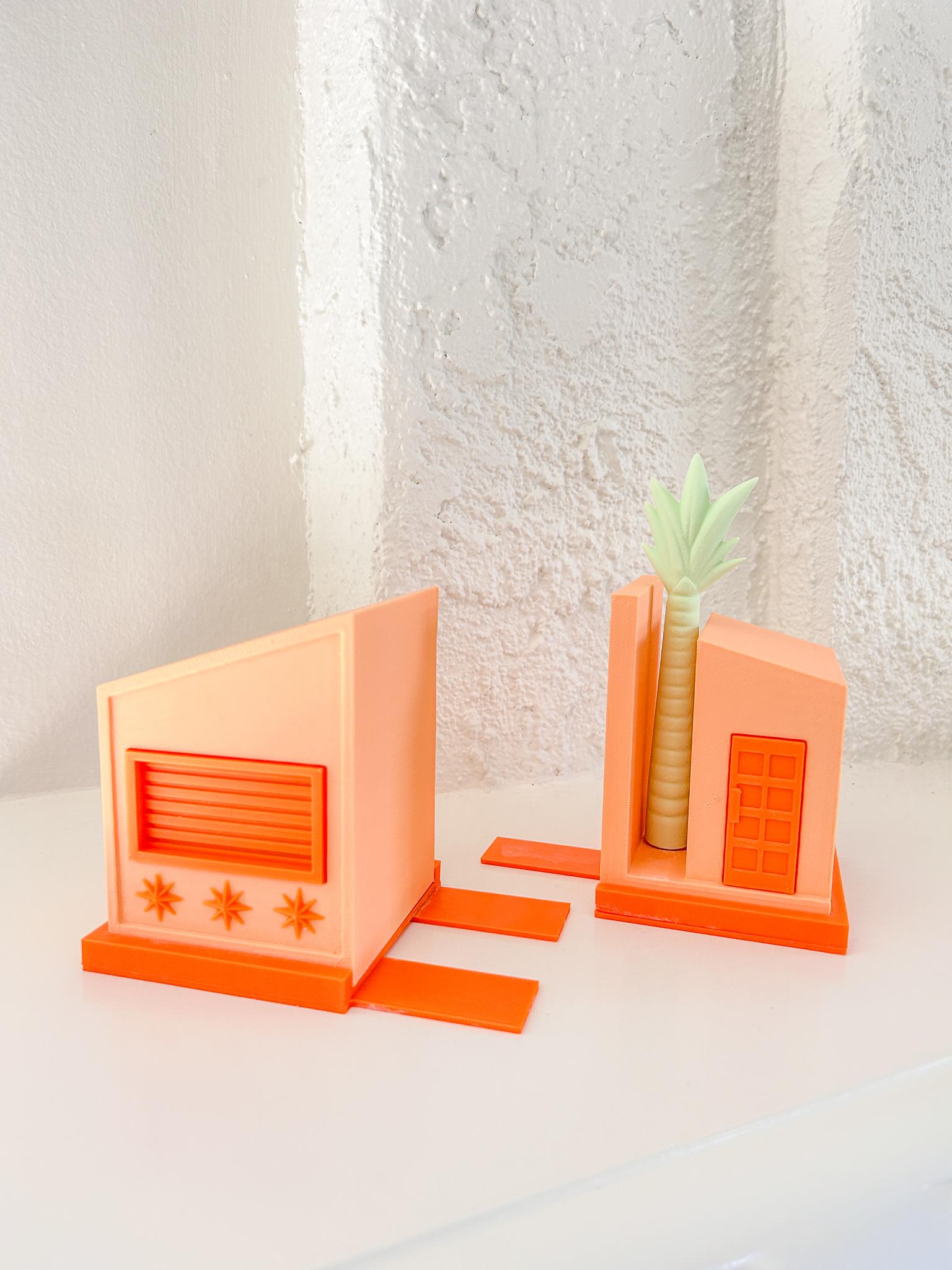 Midcentury Skillion Roof House Bookend: Retro Palm Springs Retro Inspired 3d model