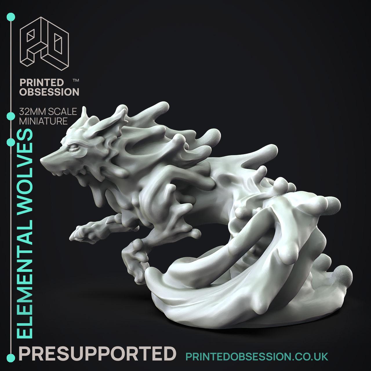 Free Elemental Wolves Collection - 3 Wolves -  PRESUPPORTED  - 32mm scale -  3d model