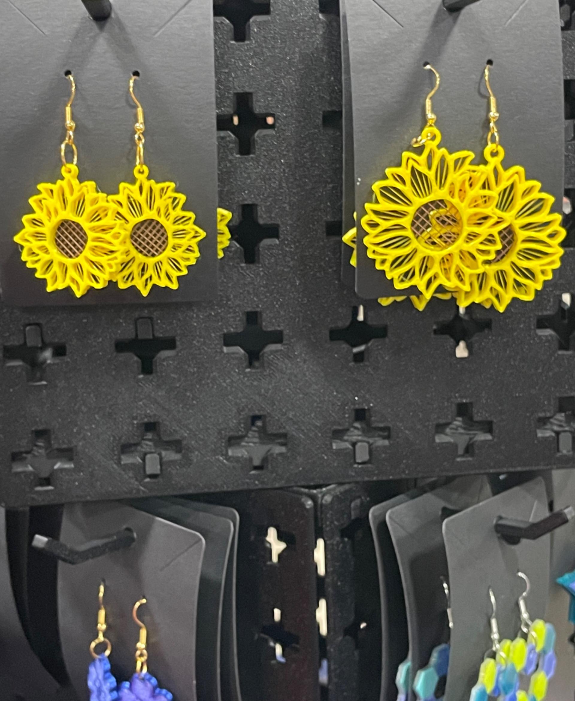 String Sunflower Earrings - On display at MRRF!  - 3d model