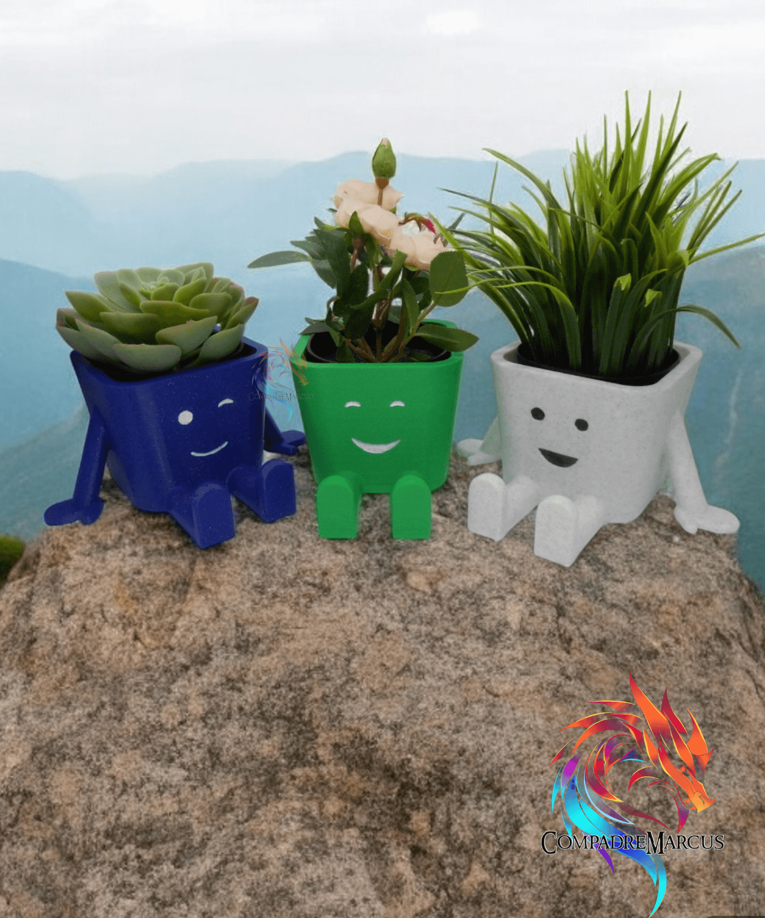 Smiling planters / set of 3 / no supports / 3mf included 3d model