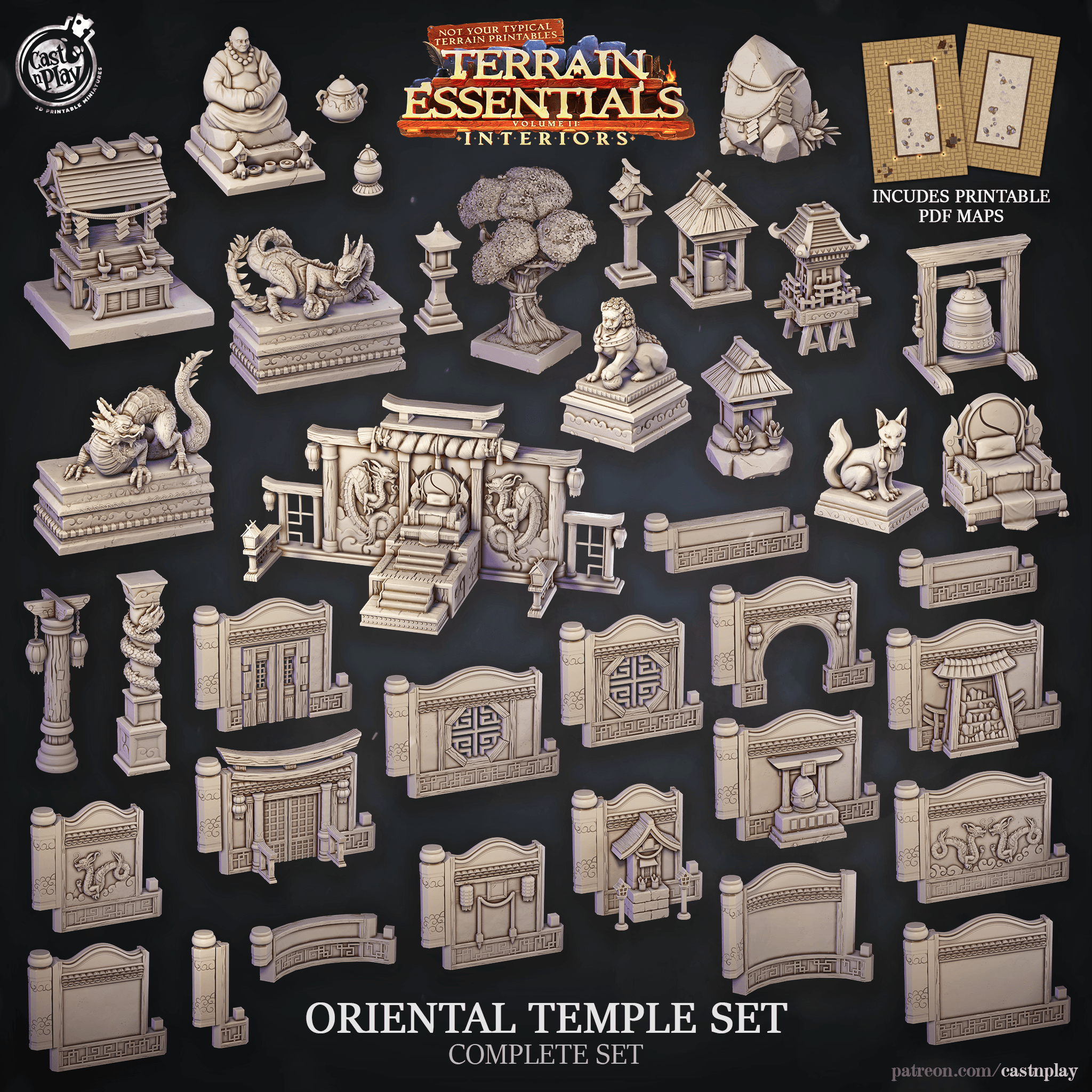Oriental Temple Set (Pre-Supported) 3d model