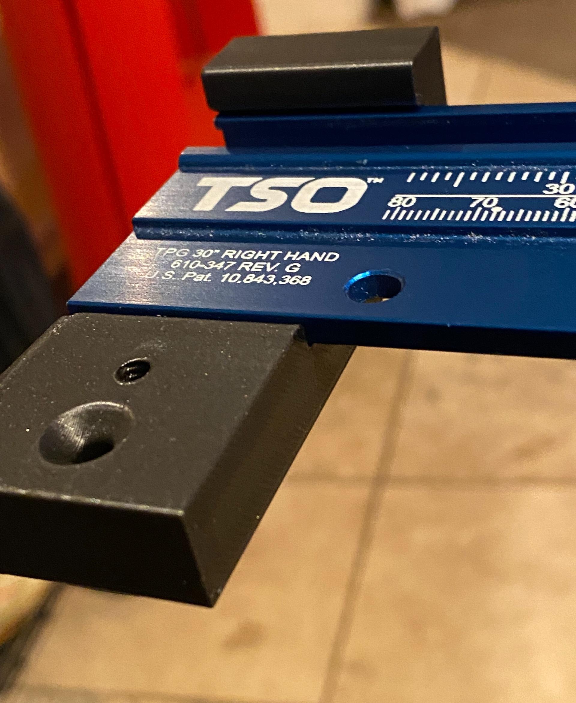 TSO Parallel Guide Holder - I refer to this part as the "base". The. "handle" is not shown. Note how it has a nice fit with a satisfying snap. - 3d model
