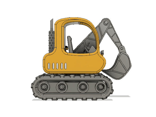 Yellow Excavator with Movements 3d model