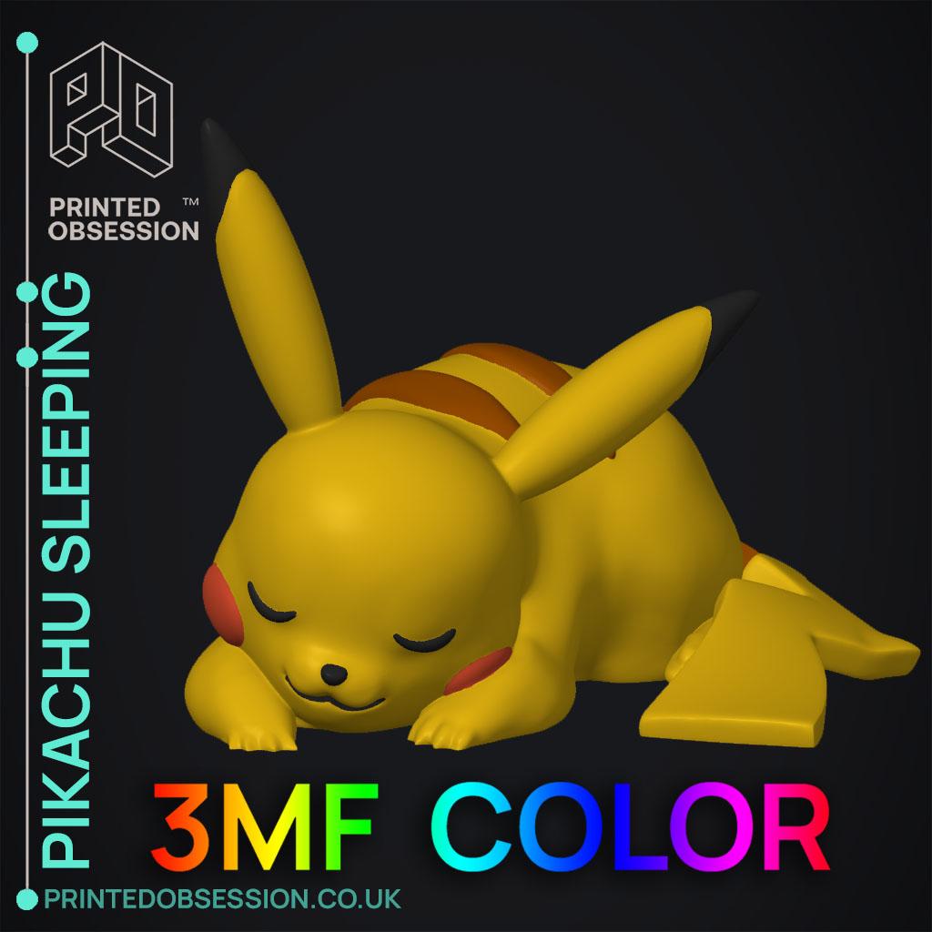 Pikachu Sleeping - 3MF Colour Print - Pokemon - Fan Art 3d model