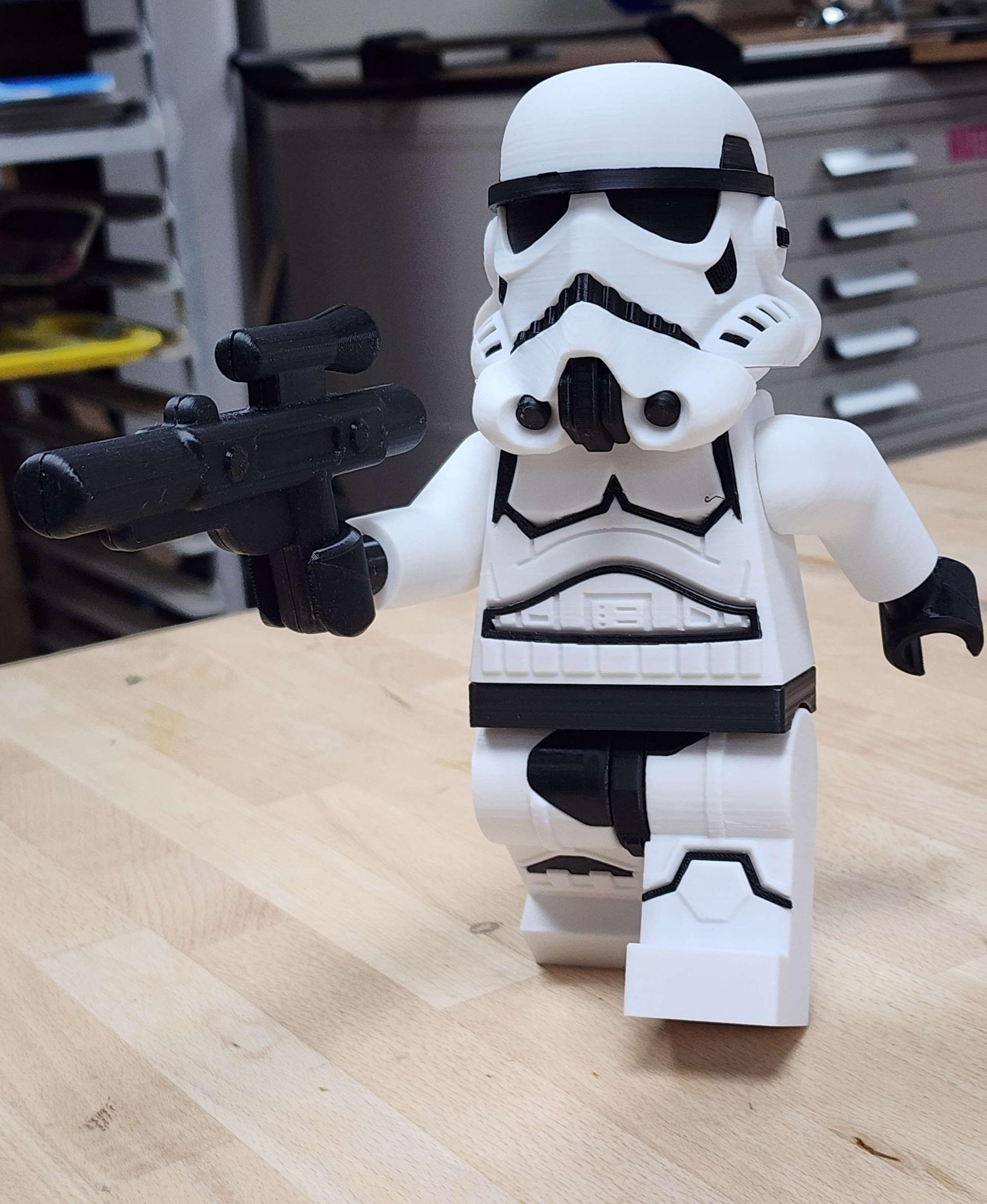 Stormtrooper (9 inch brick figure, NO MMU/AMS, NO supports, NO glue) - Action shot - 3d model