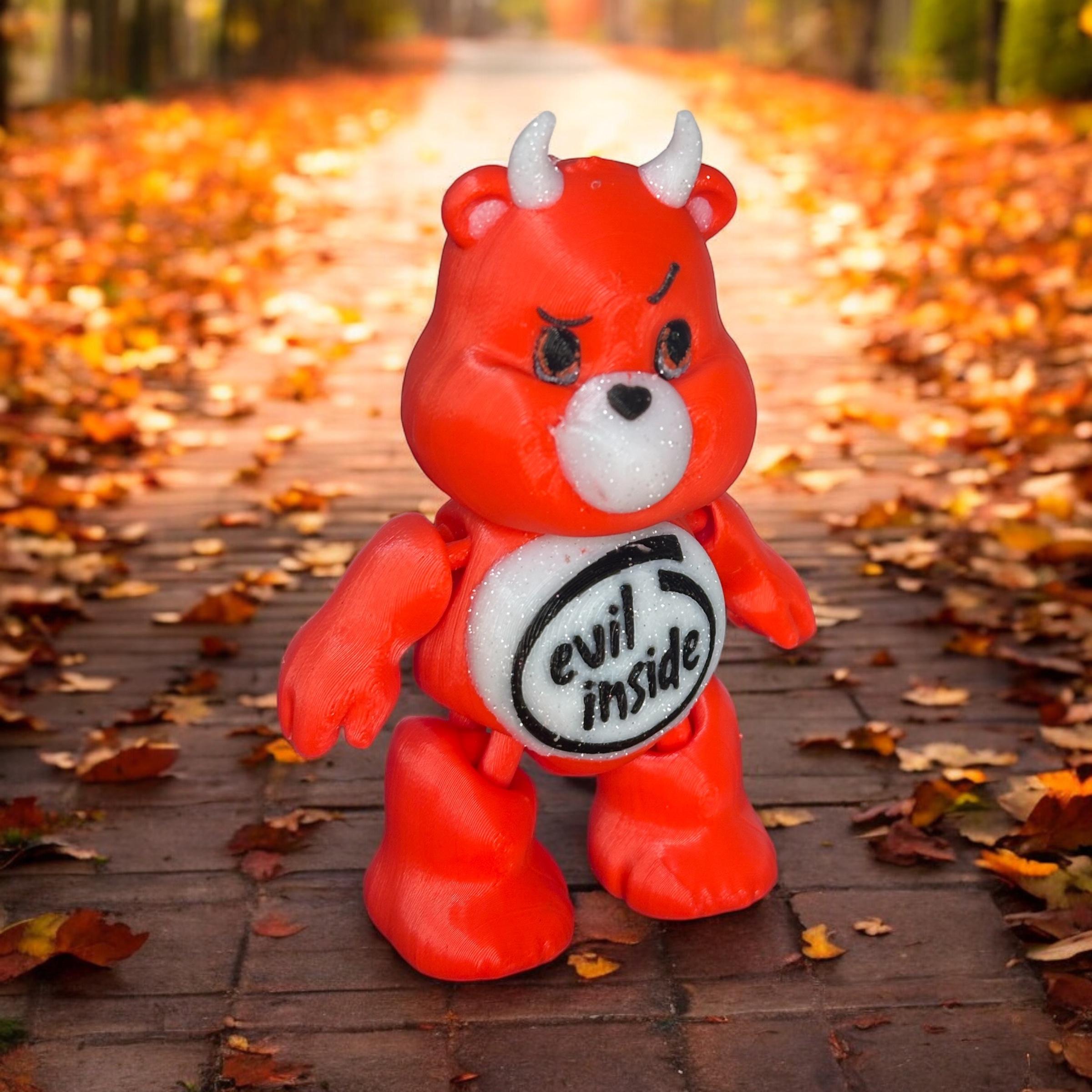 The Evil Inside Bear... Care (?) bear, articulate, print in place, flexi, flexible 3d model