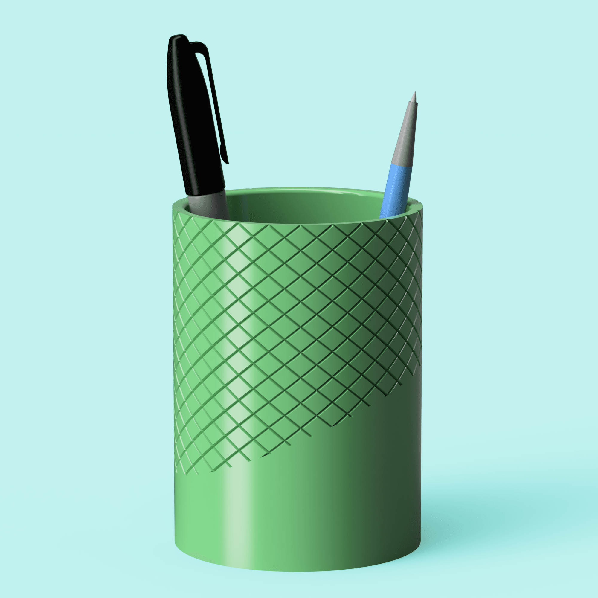 Knurling Pen Cup 3d model