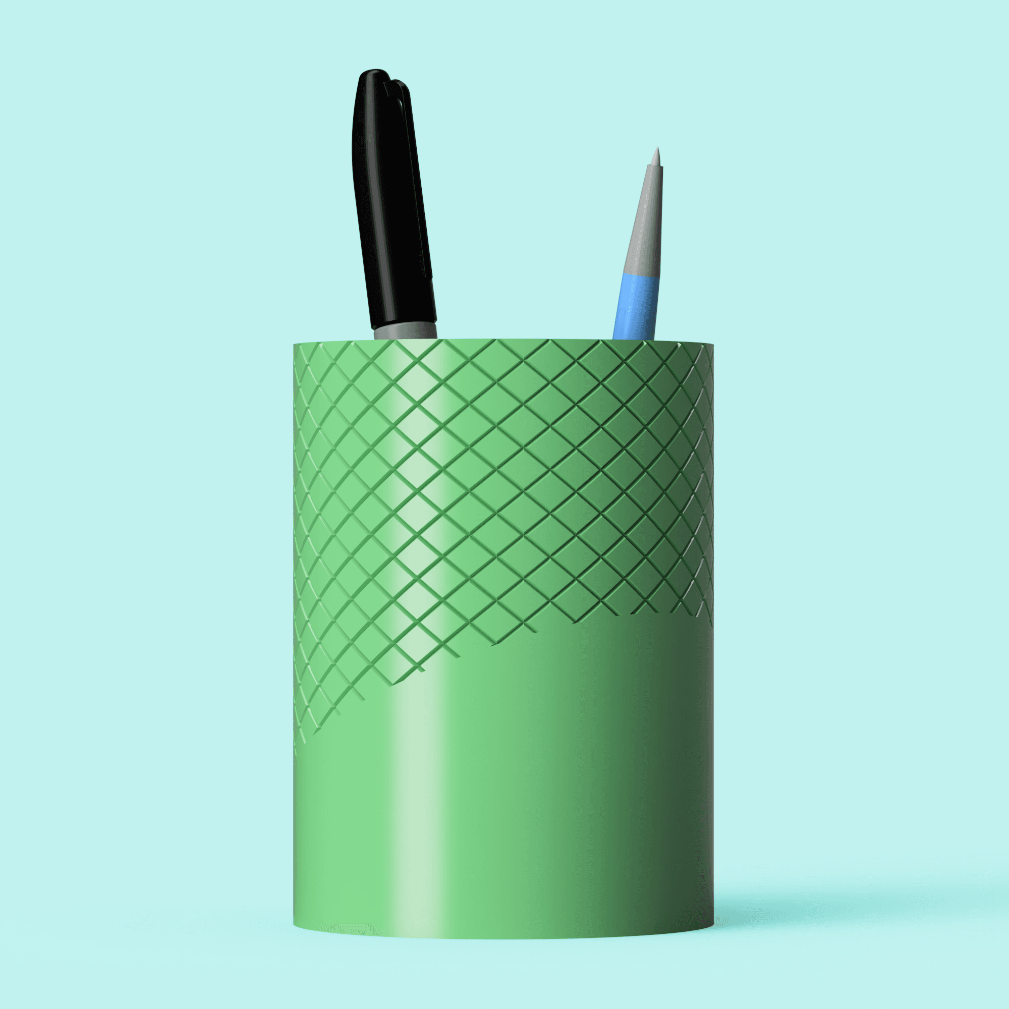 Knurling Pen Cup 3d model