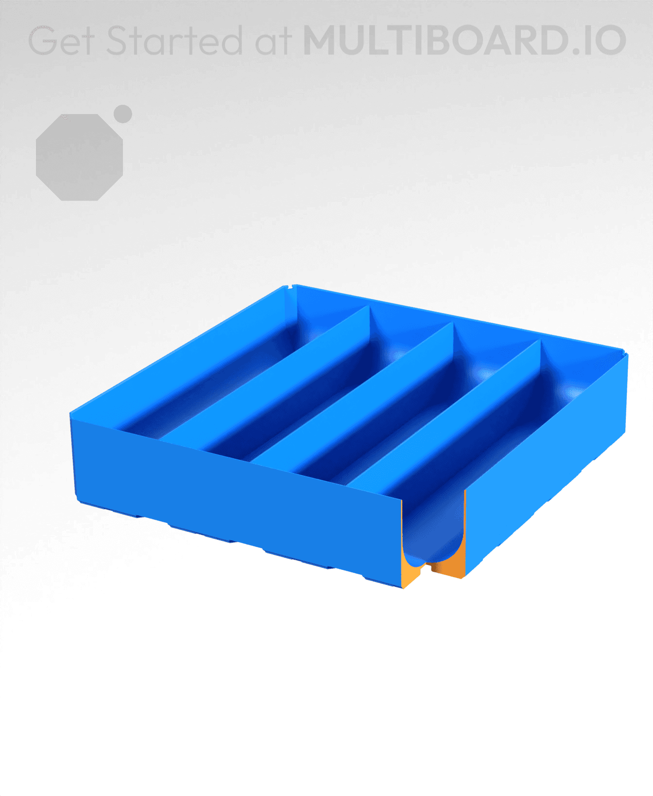 4x4x1 - Full Curved - Divided Bin - Multibin Insert 3d model