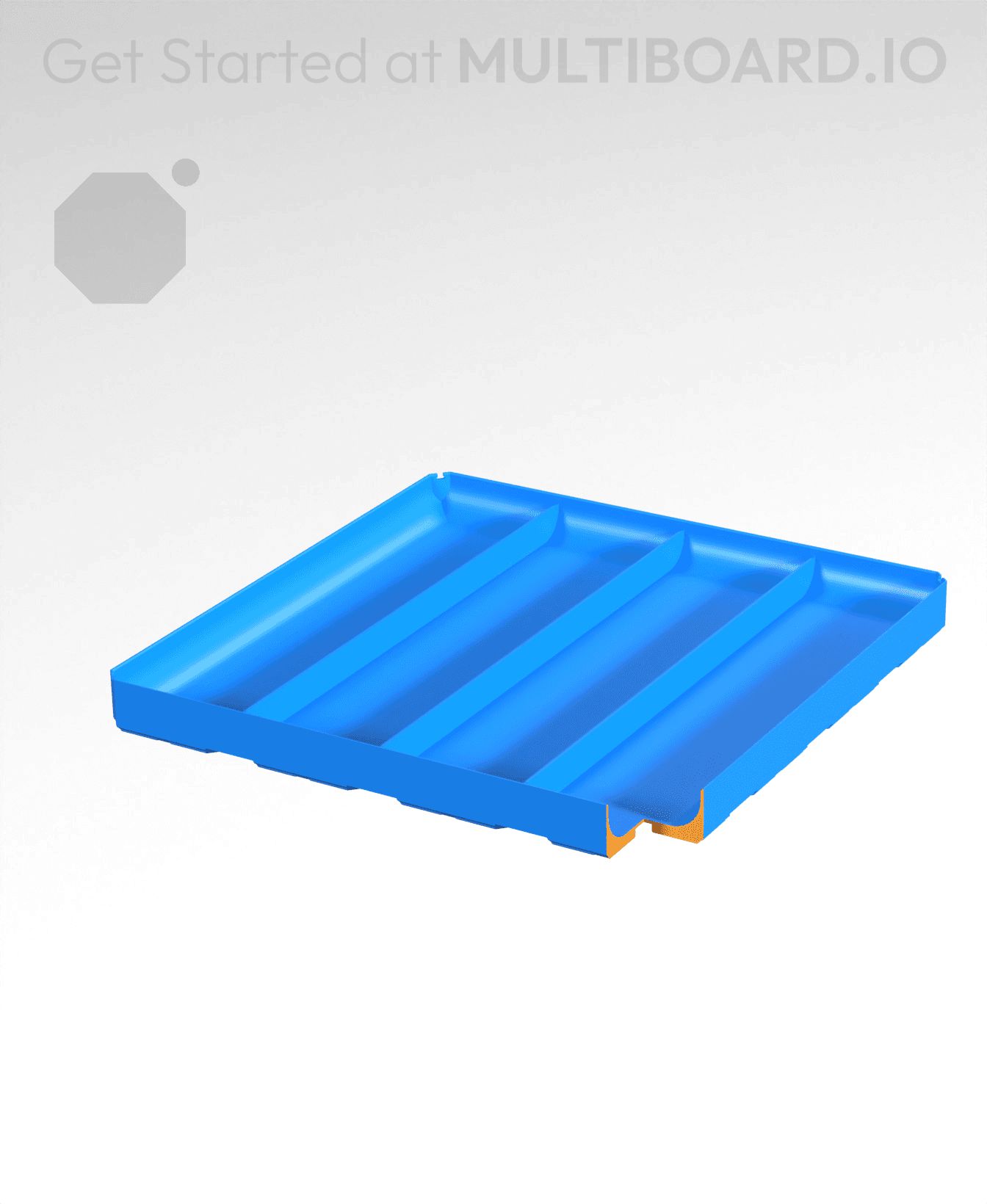 4x4x0.5 - Full Curved - Divided Bin - Multibin Insert 3d model