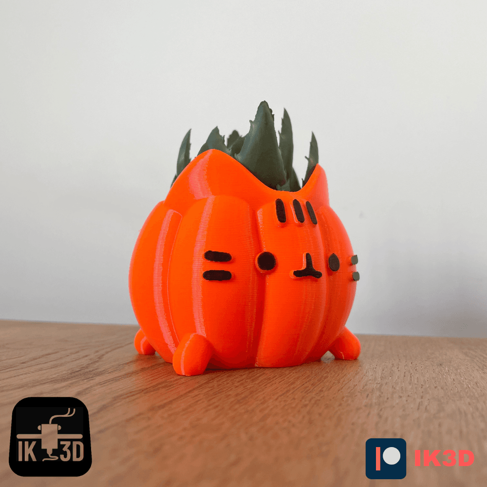 Halloween Pusheen Kitten Pumpkin / 3MF Included / No Supports 3d model