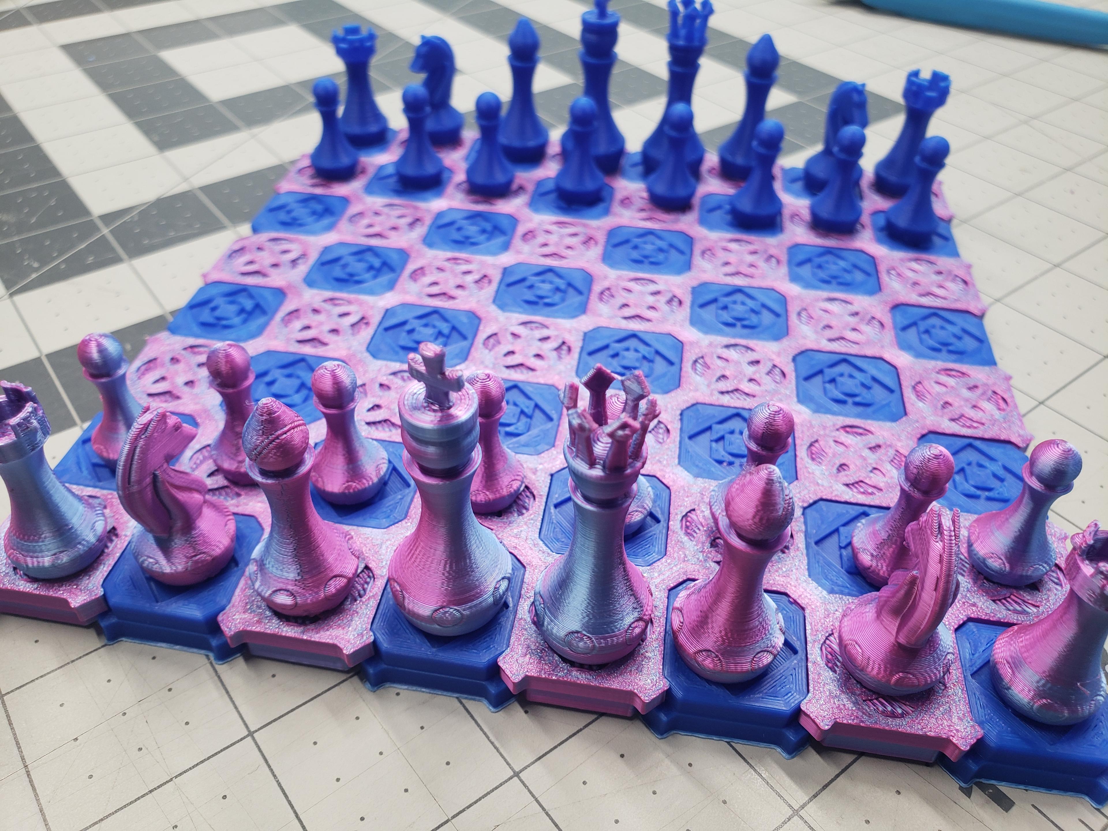 Patterned Chess Set (Ruby-Sapphire) 3d model