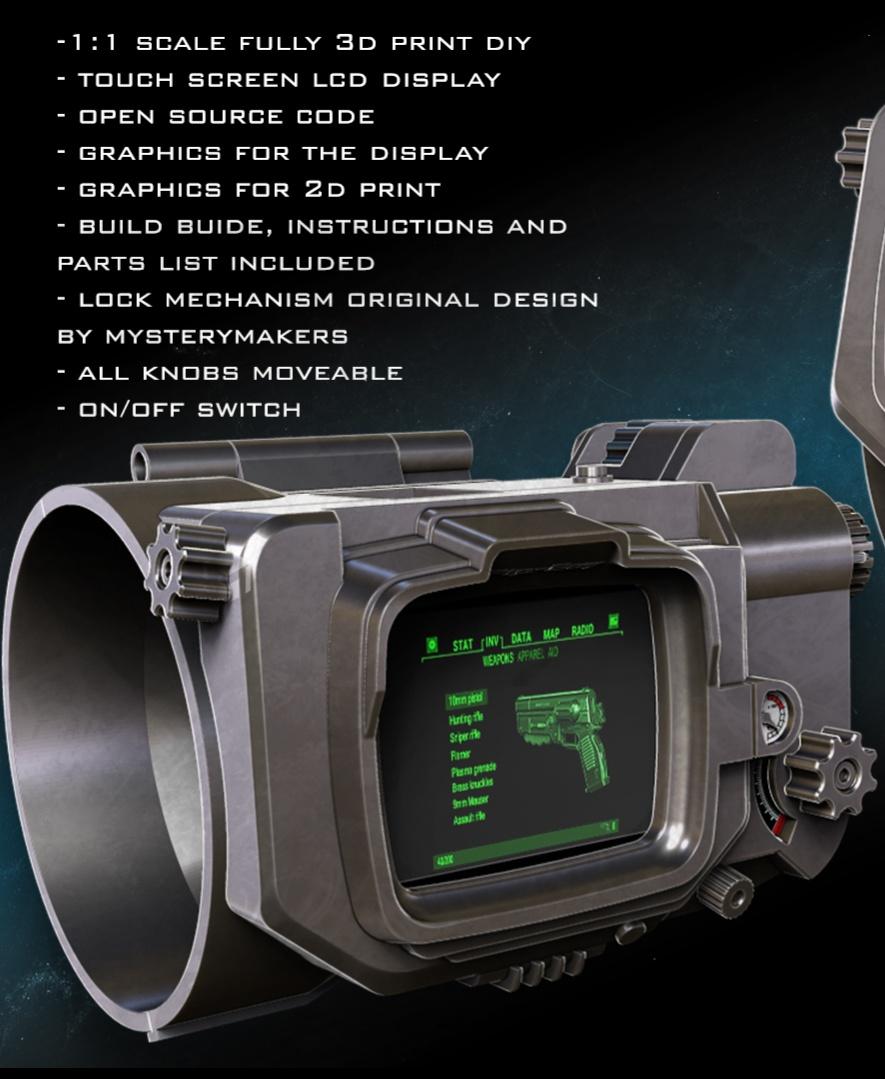 Pip Boy 3000 MkV - functional with open source code and a touch screen  3d model