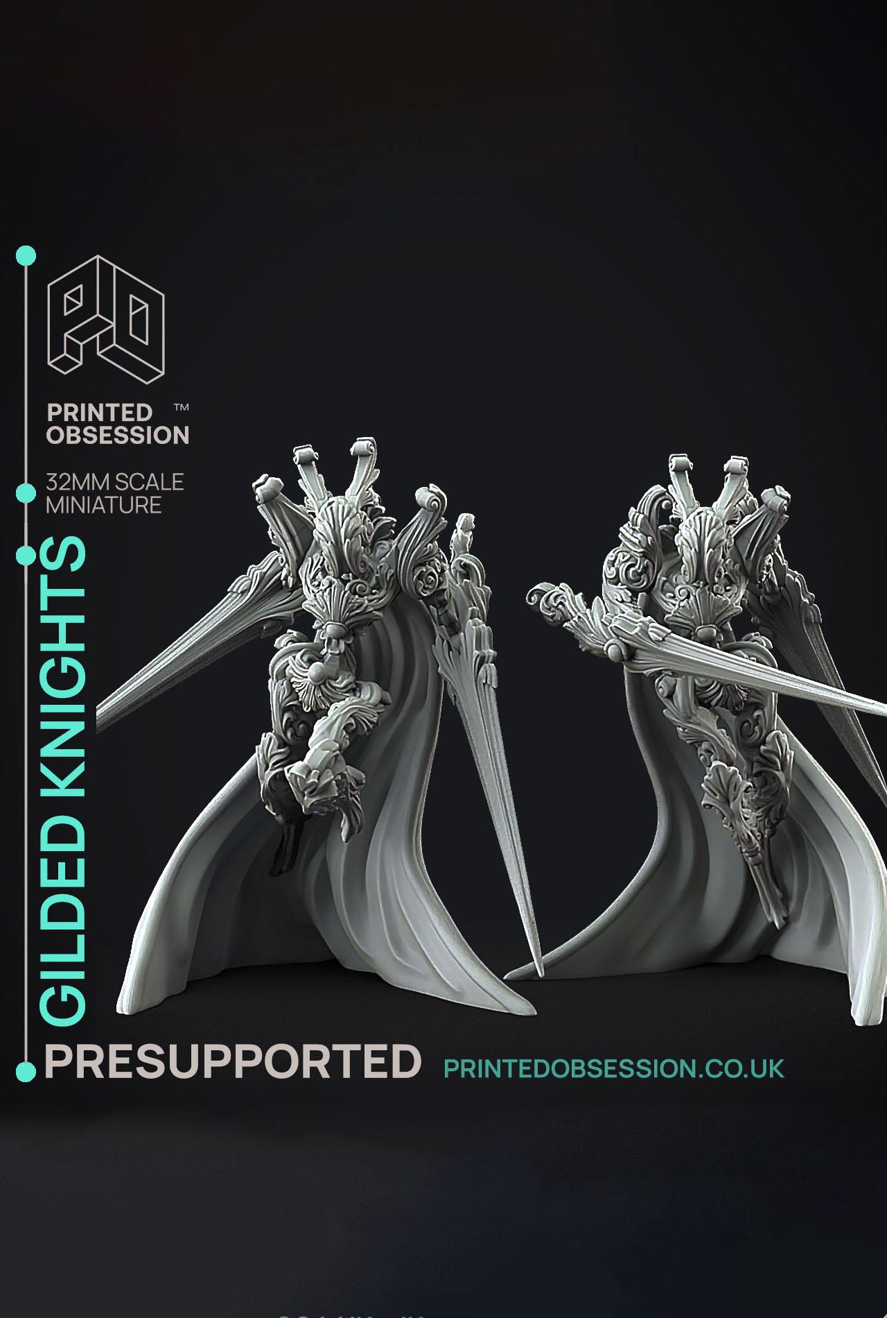 Guilded Knight - Flesh of Gold - PRESUPPORTED - Illustrated and Stats - 32mm scale			 3d model