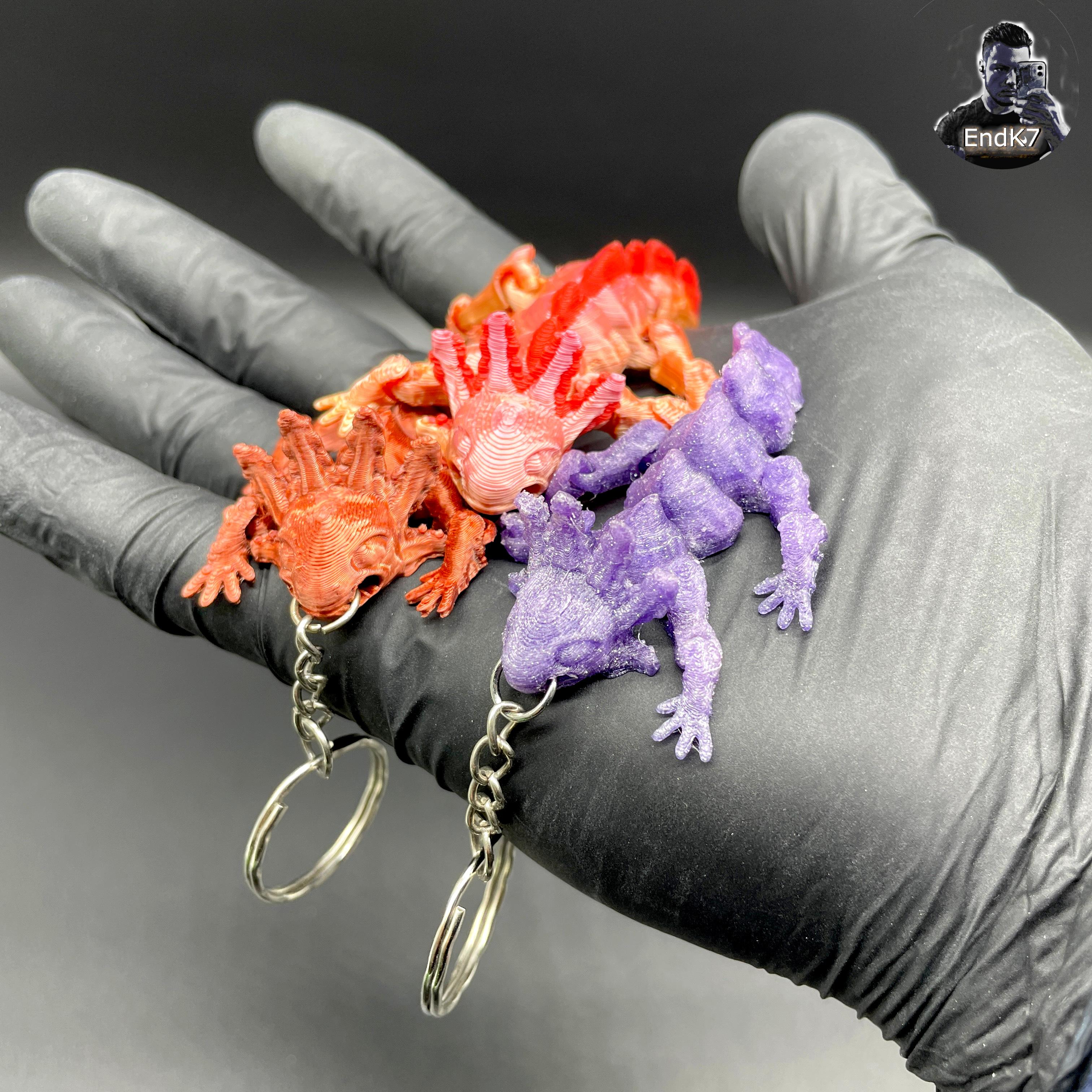 Cute Axolotl Keychain - articulated - Print in Place - No Supports 3d model
