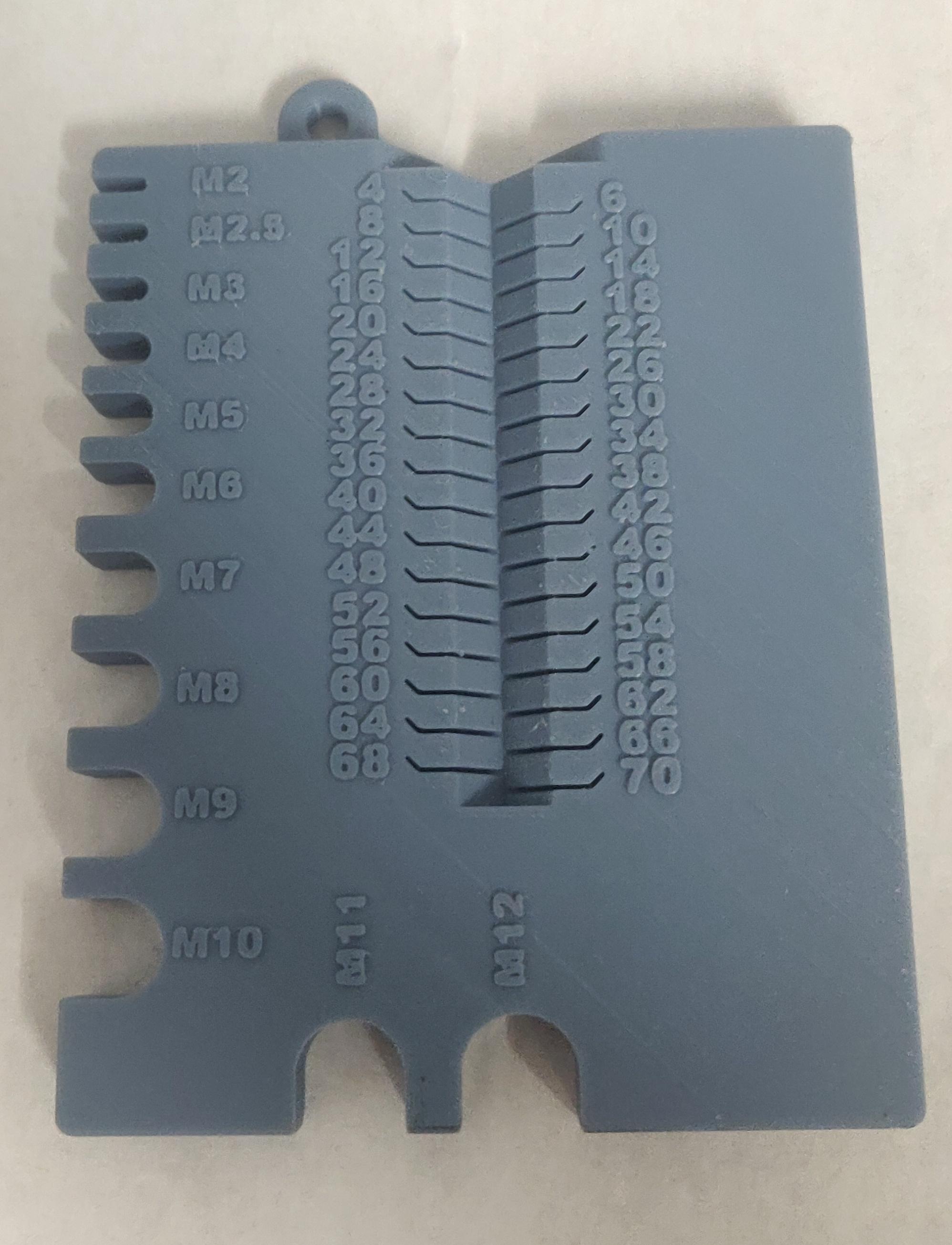 Simpler metric screw measuring device M2-M12 (Blank back side) - 70mm 3d model