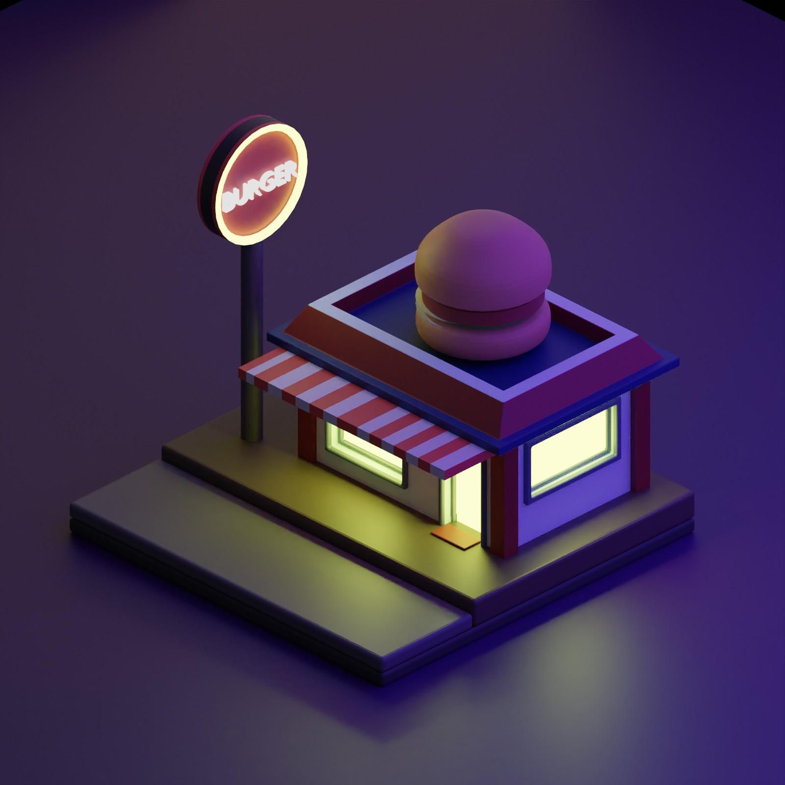 Miniature Burger Restaurant 3d model