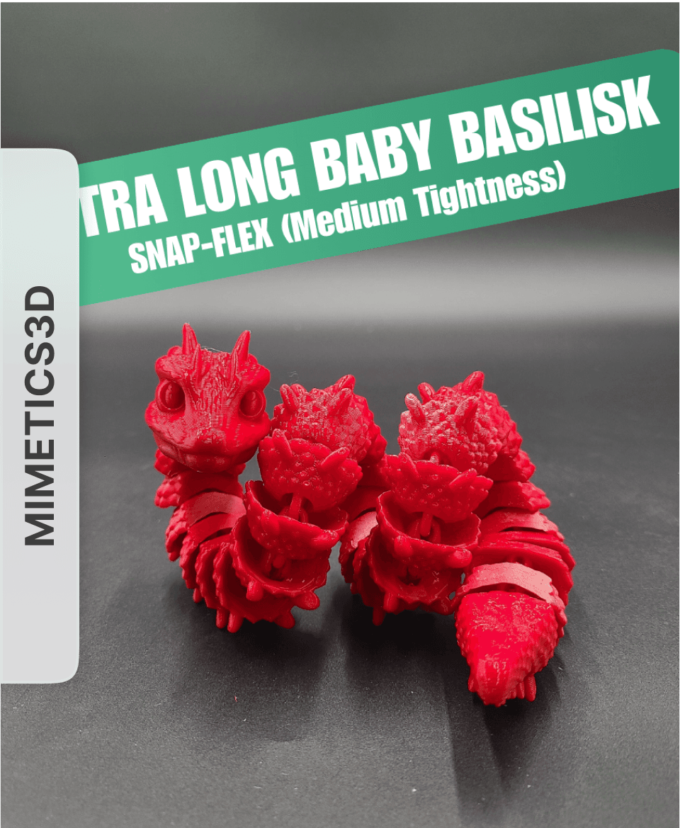 Baby Basilisk (Extra Long) - Articulated Snap-Flex Fidget by Mimetics3D 3d model