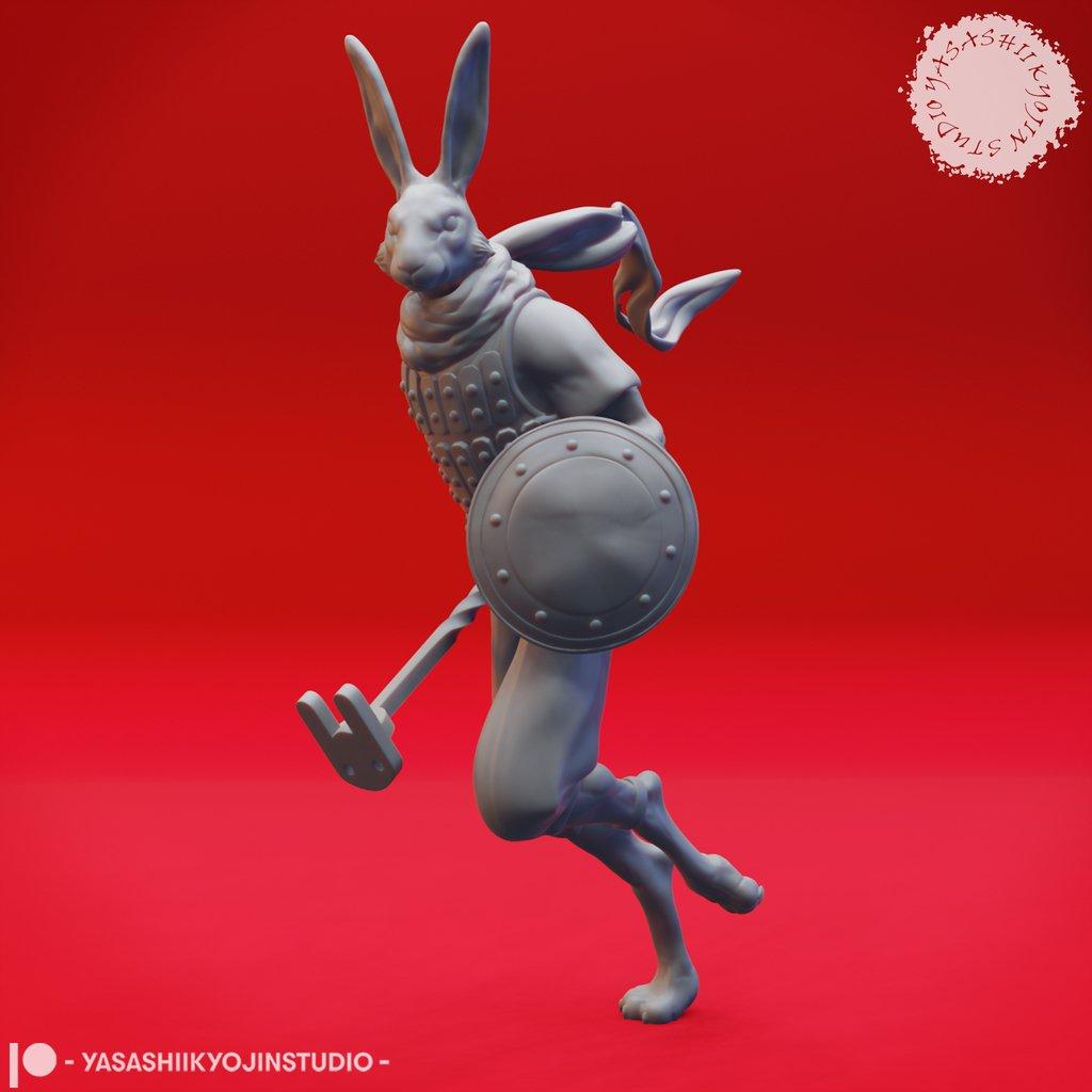 Rabbitfolk Fighter - Tabletop Miniature 3d model