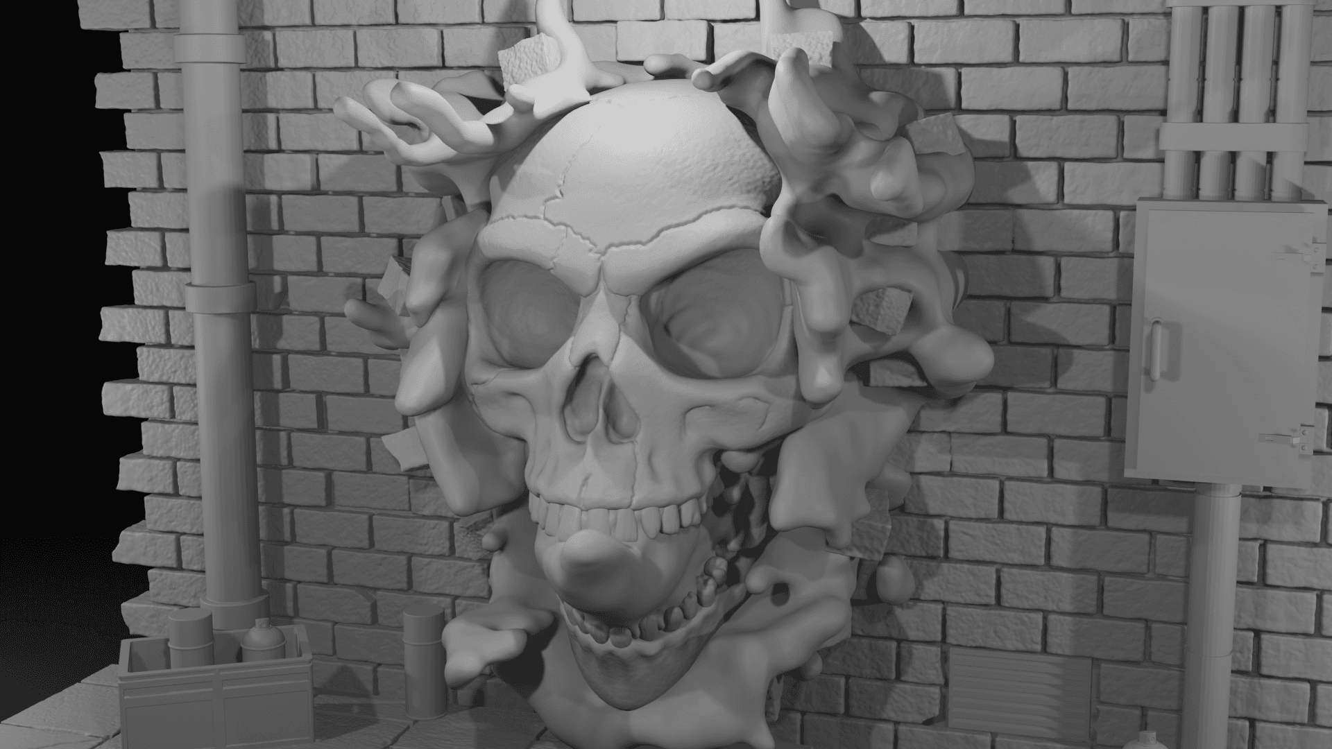 3D Graffiti - Skull explosion  3d model