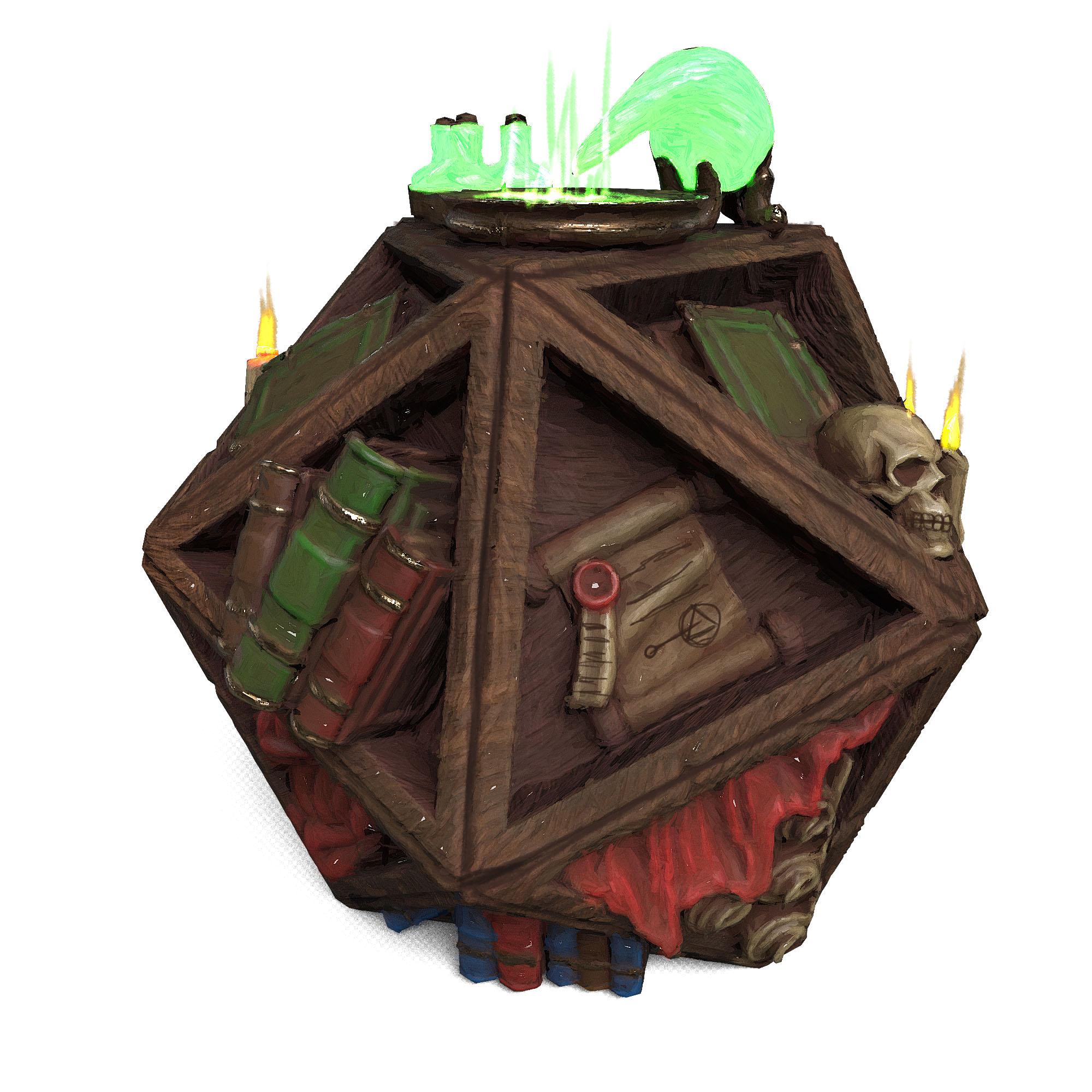 D20 Shelves - Side Quest Shop - PRESUPPORTED - Illustrated and Stats - 32mm scale			 3d model