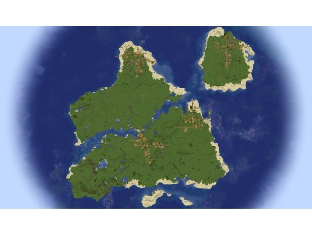 Minecraft Four Village Island 3d model