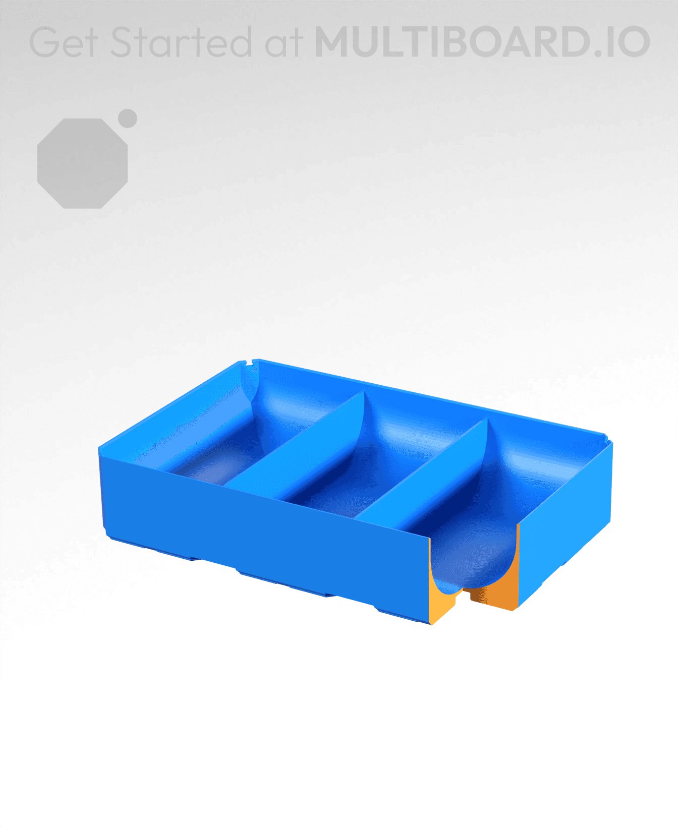 3x2x0.75 - Full Curved - Divided Bin - Multibin Insert 3d model